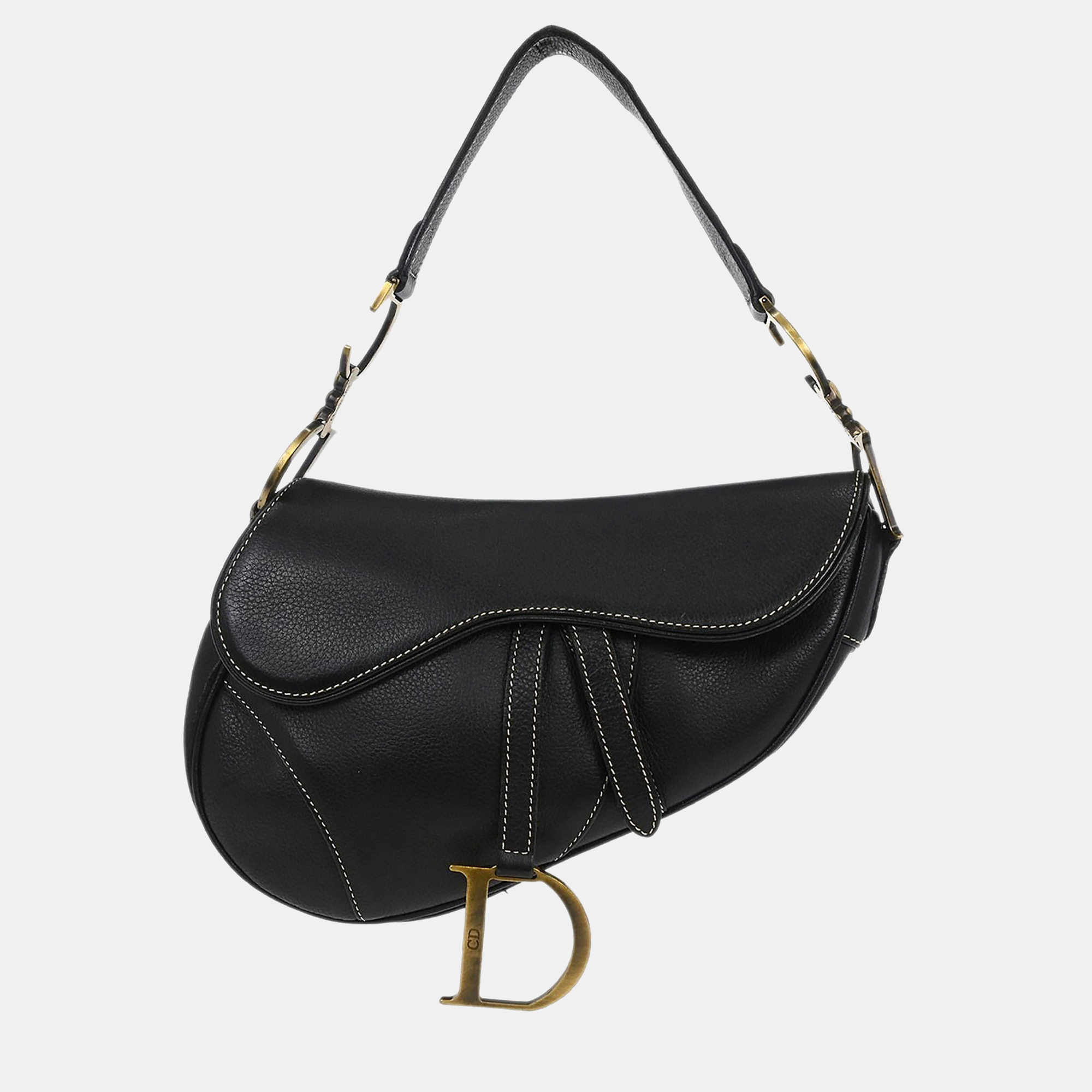 

Christian Dior Black Leather Saddle Handbag