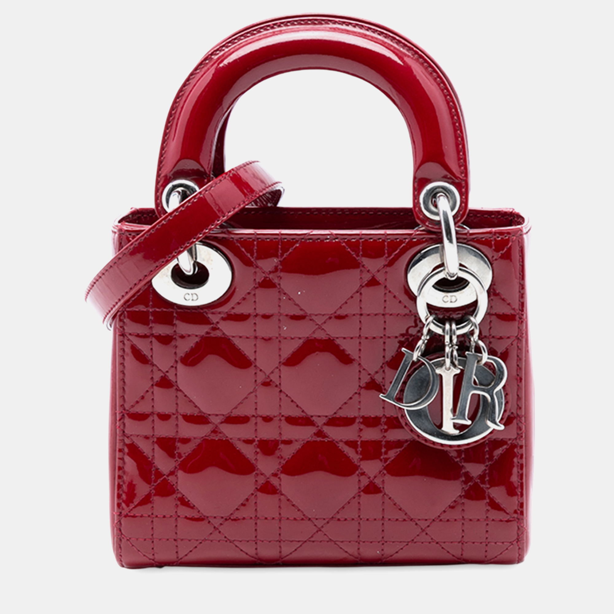 

Dior Red Mini Patent Cannage Lady Dior