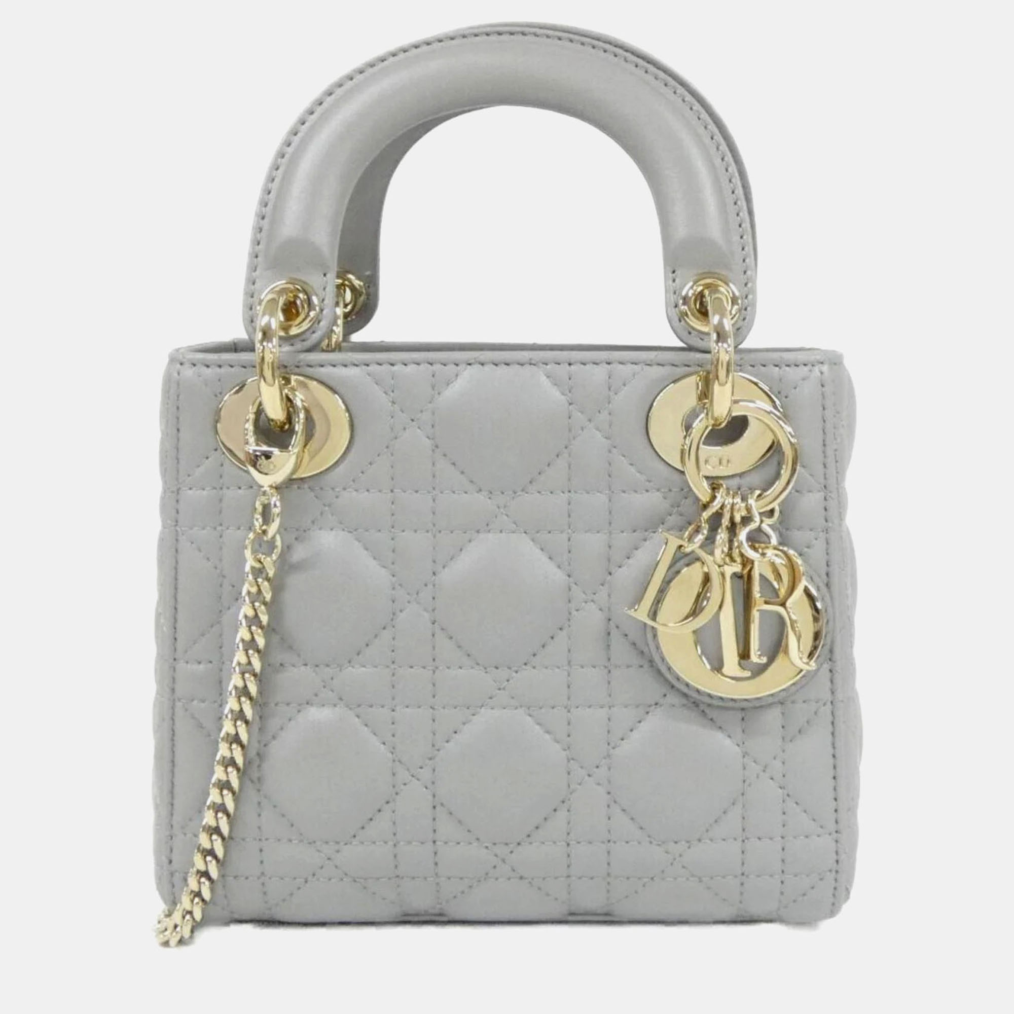 

Christian Dior Lady Mini Grey Lambskin Handbag