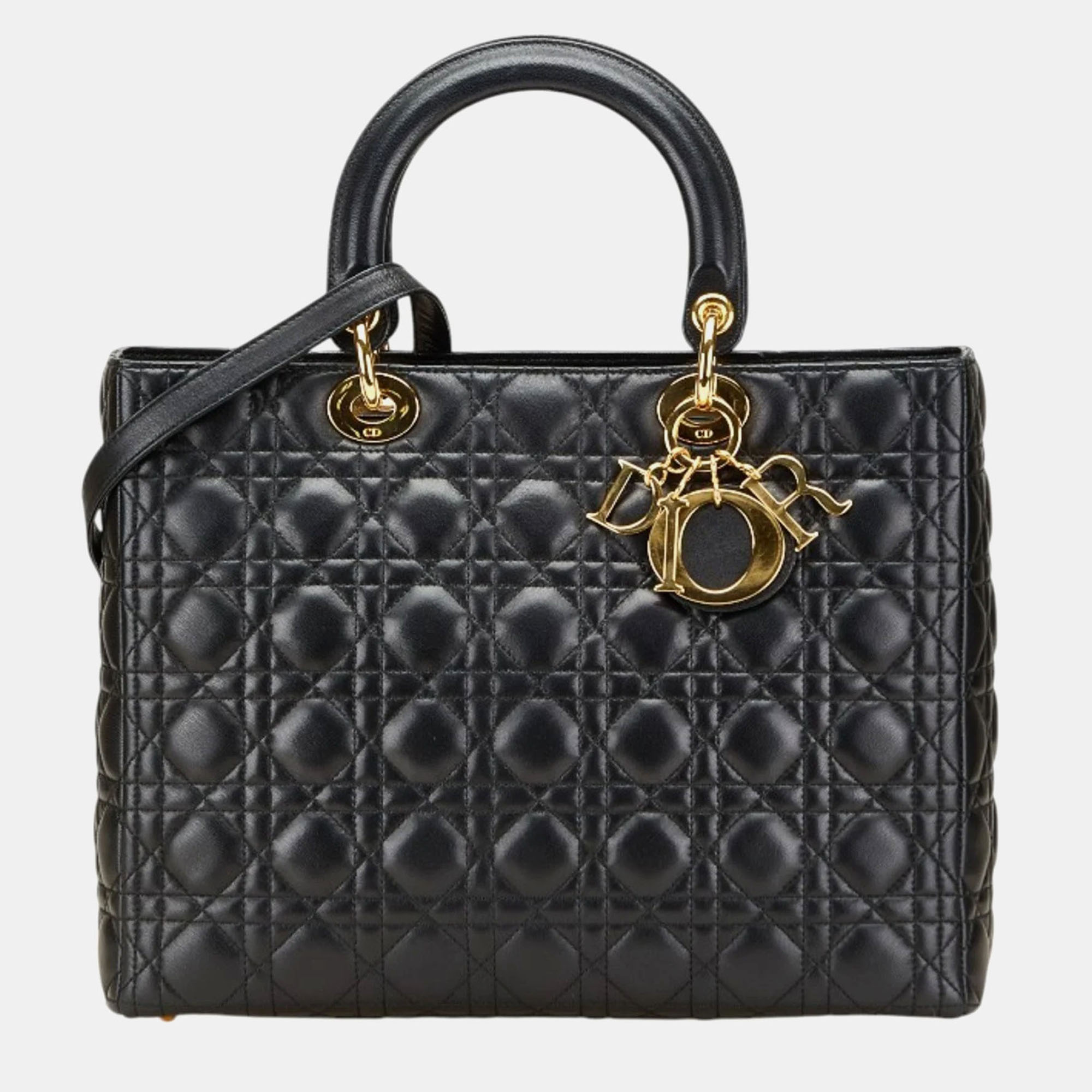 

Christian Dior Dior Cannage Lady Large Handbag/Shoulder Bag Black Lambskin