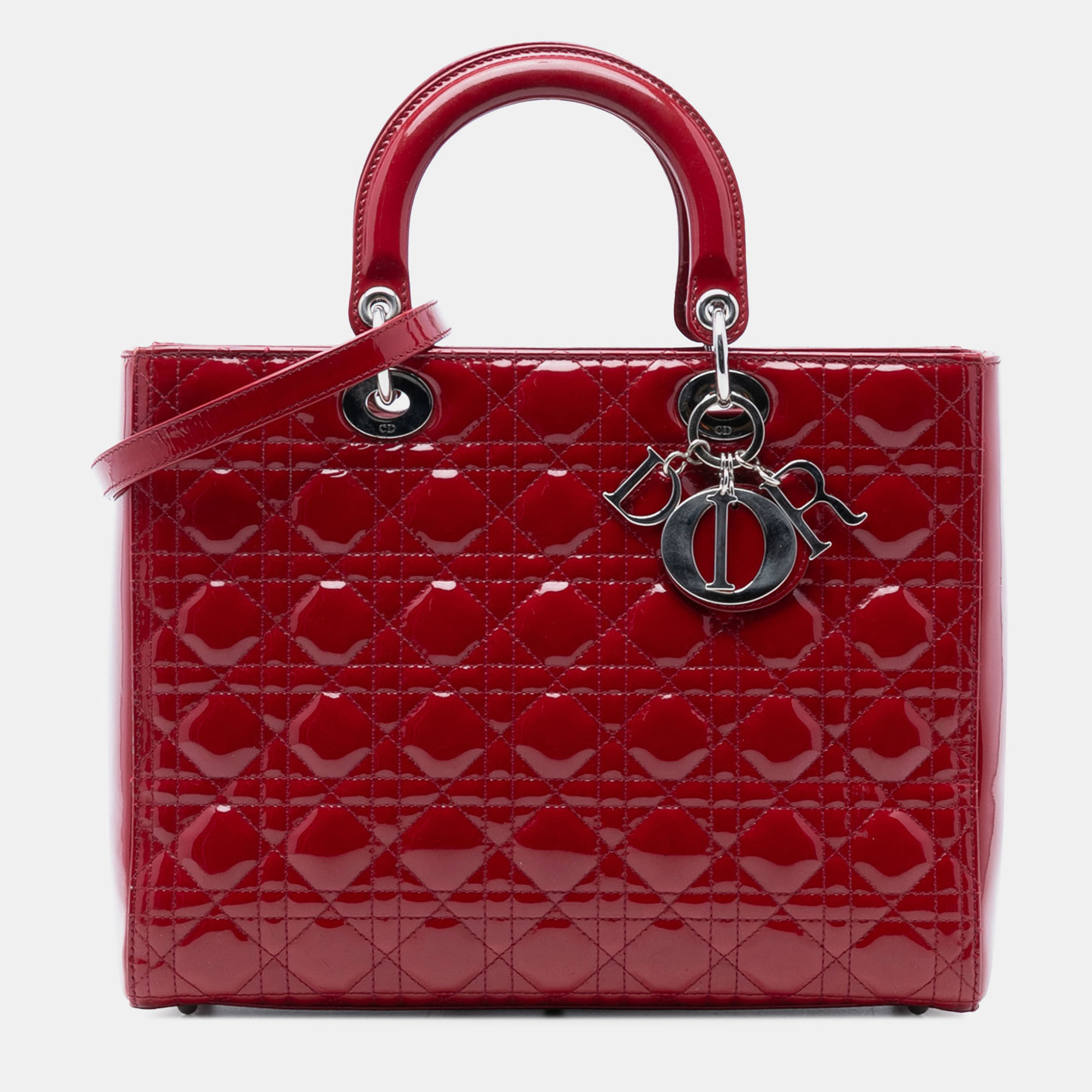 

Dior Red Large Patent Cannage Lady Dior