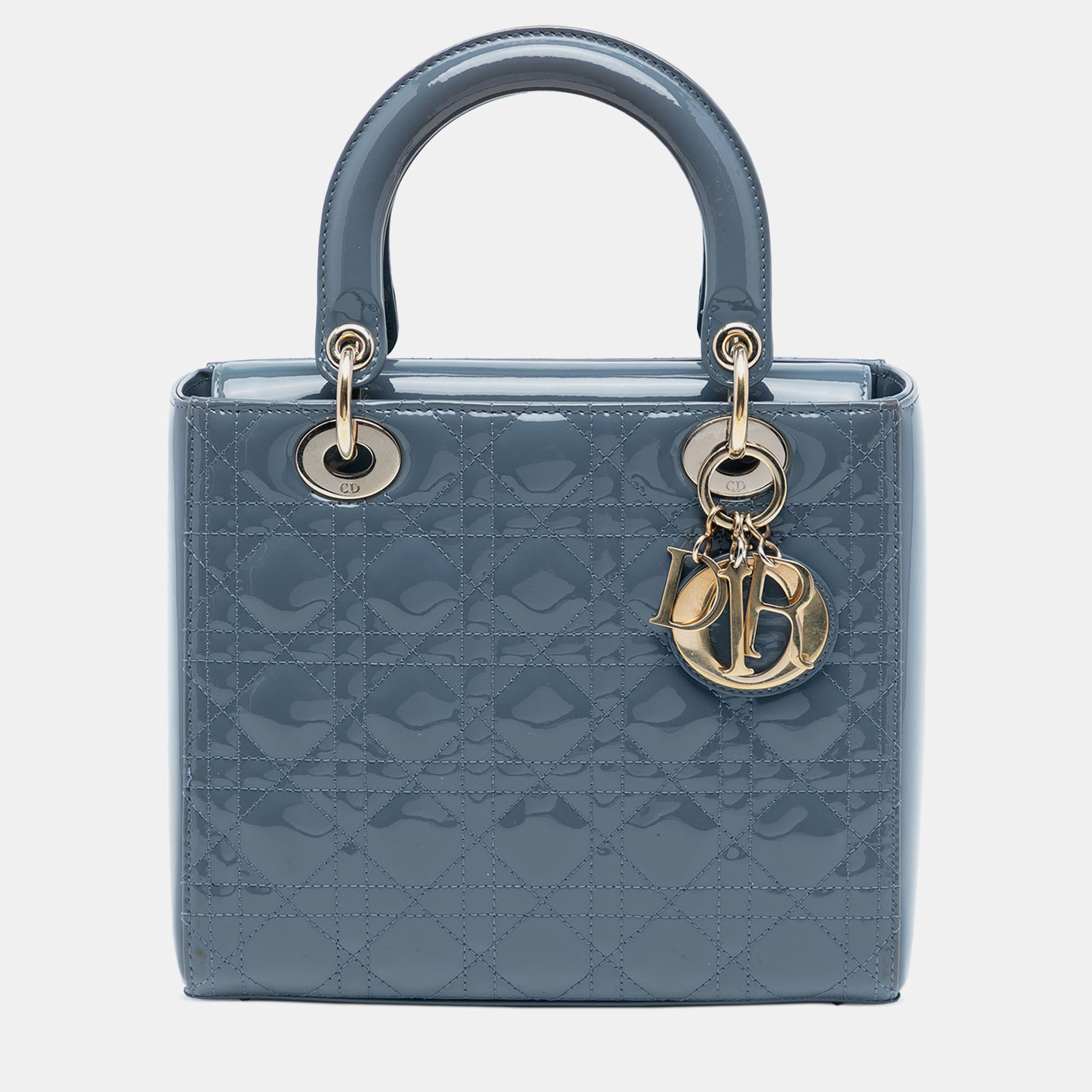 

Dior Blue Medium Patent Cannage Lady Dior