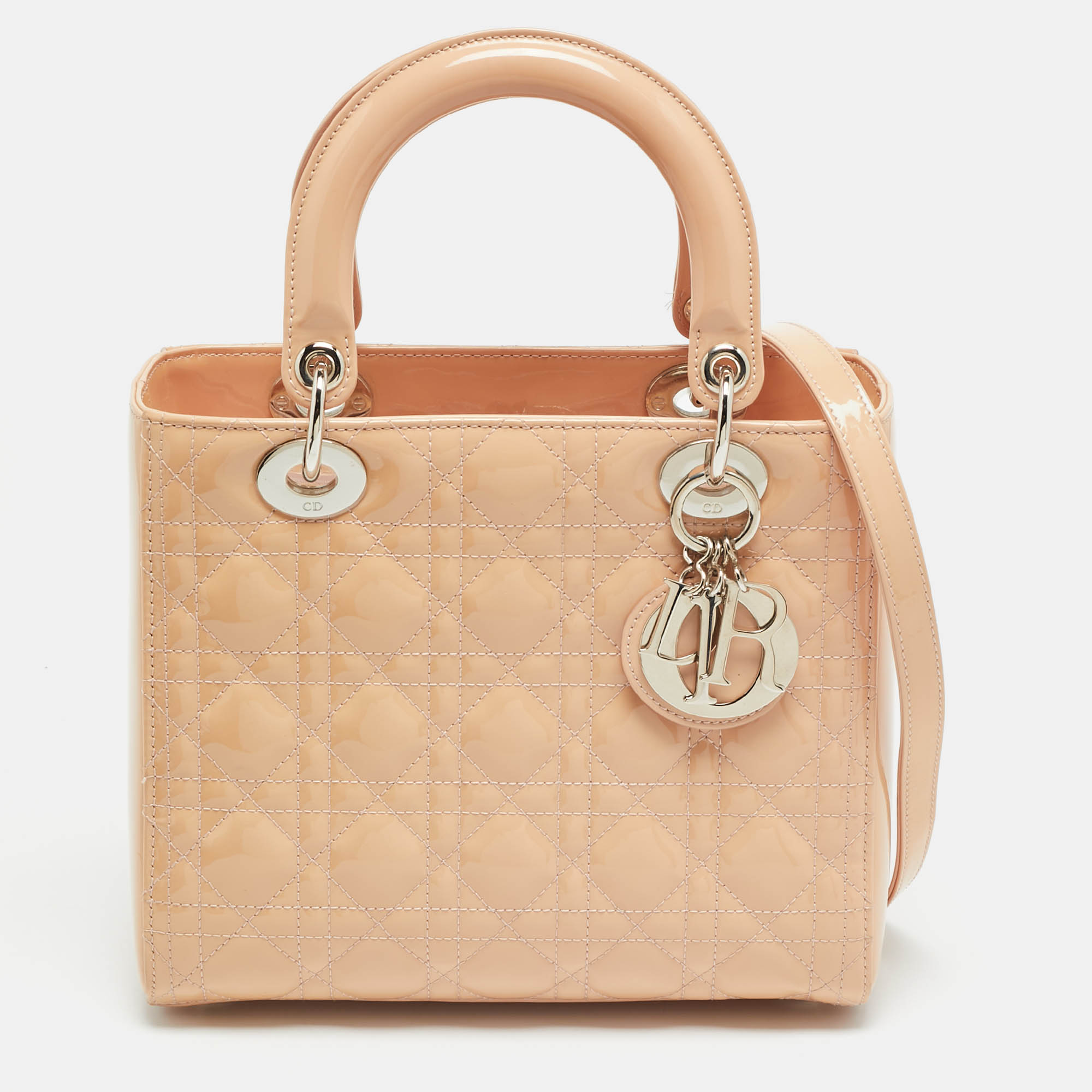 

Dior Lady Dior  Beige Cannage Patent Leather Tote