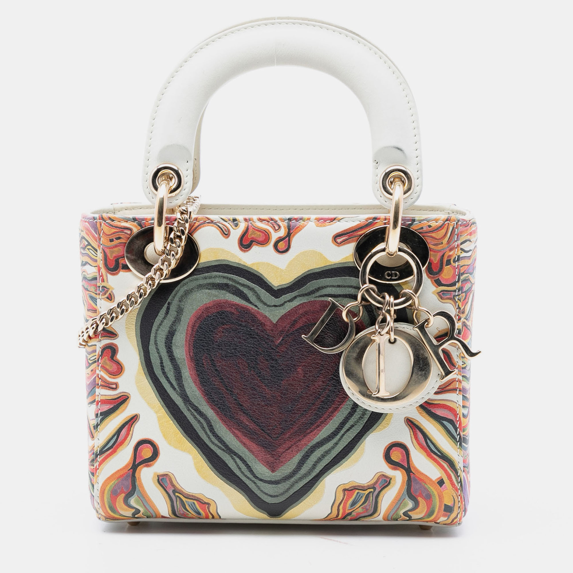 

Dior White Limited Edition Mini Calfskin Lady DiorAmour Lady Dior