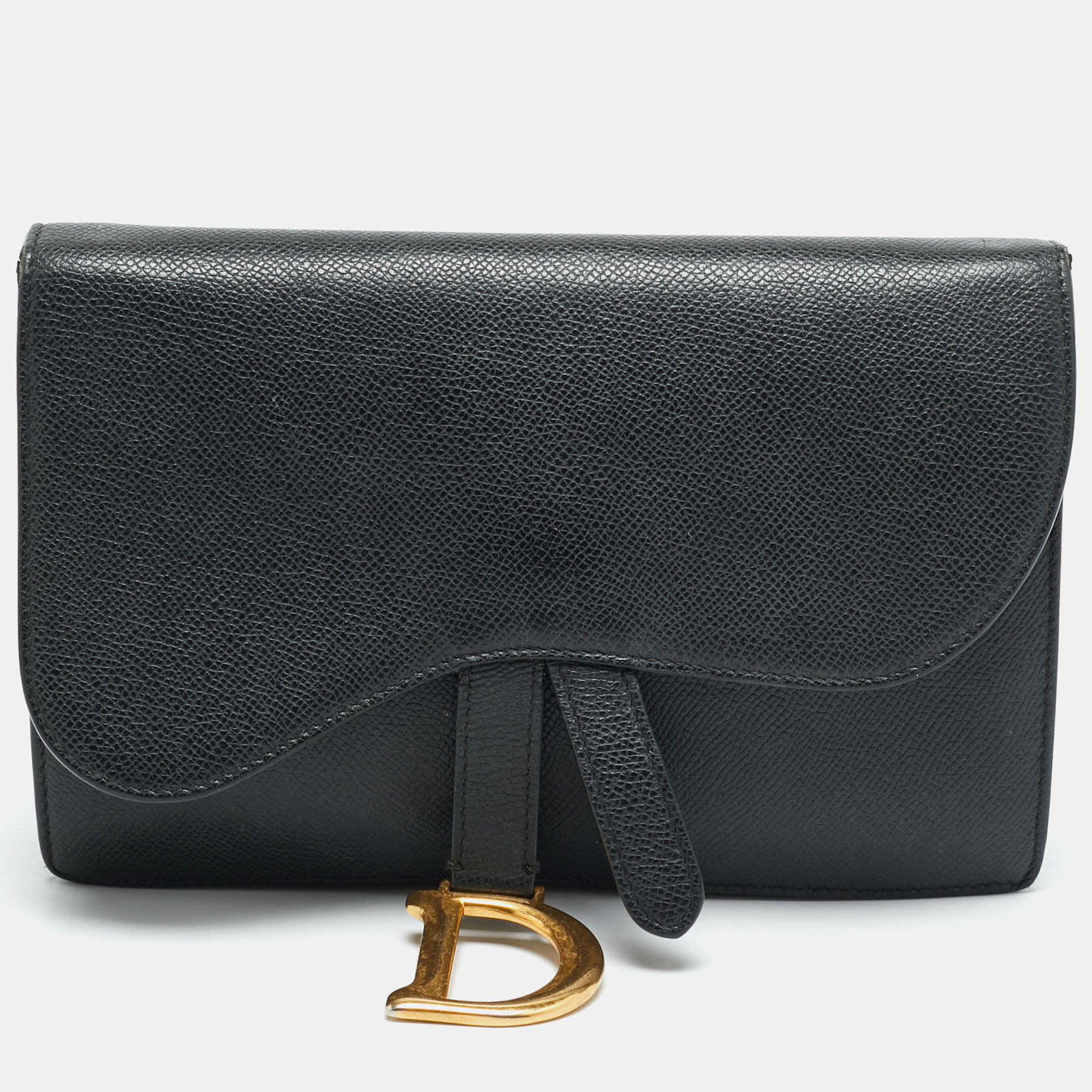 

Dior Saddle Black Leather Chain Clutch