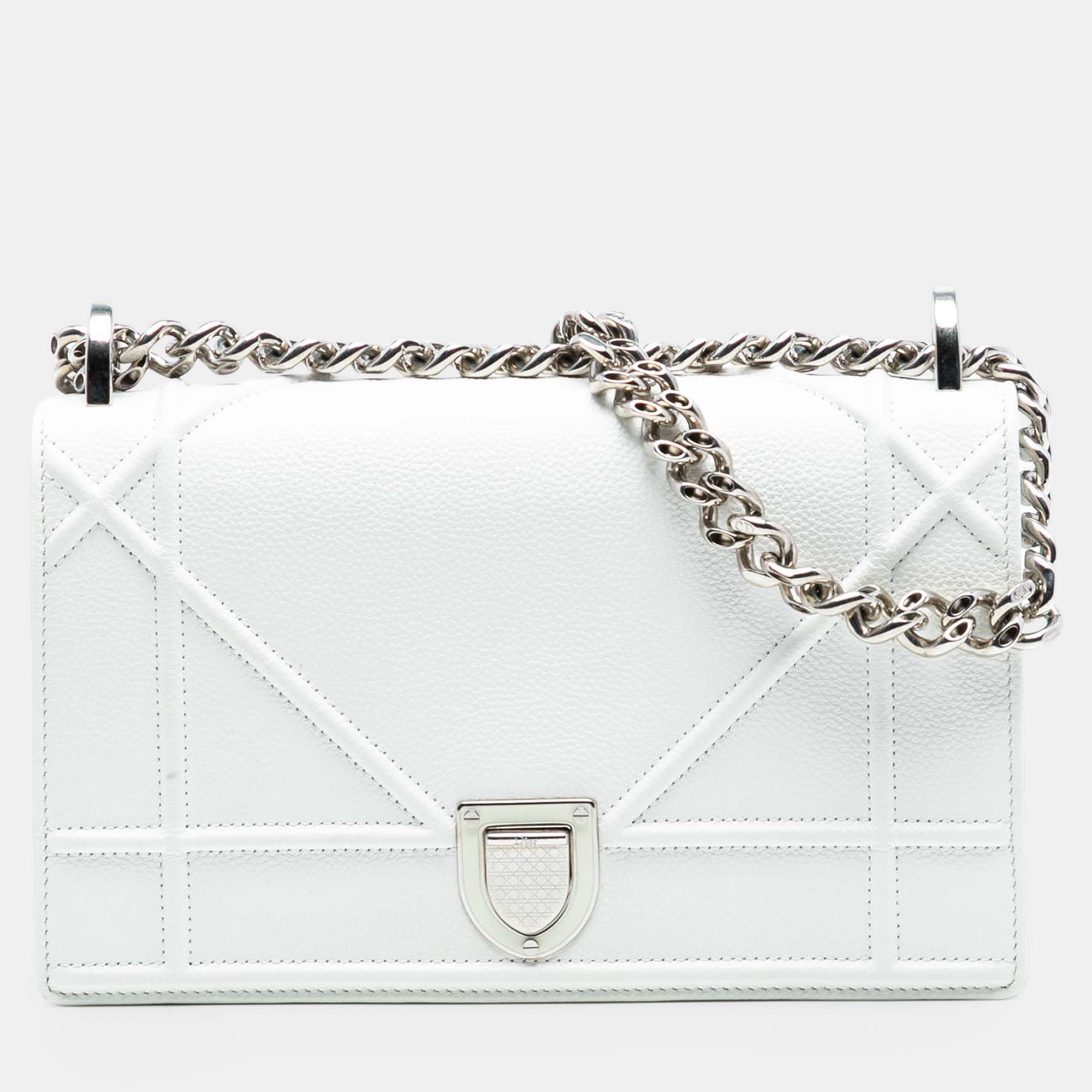

Dior White Small Grained Calfskin Diorama Flap