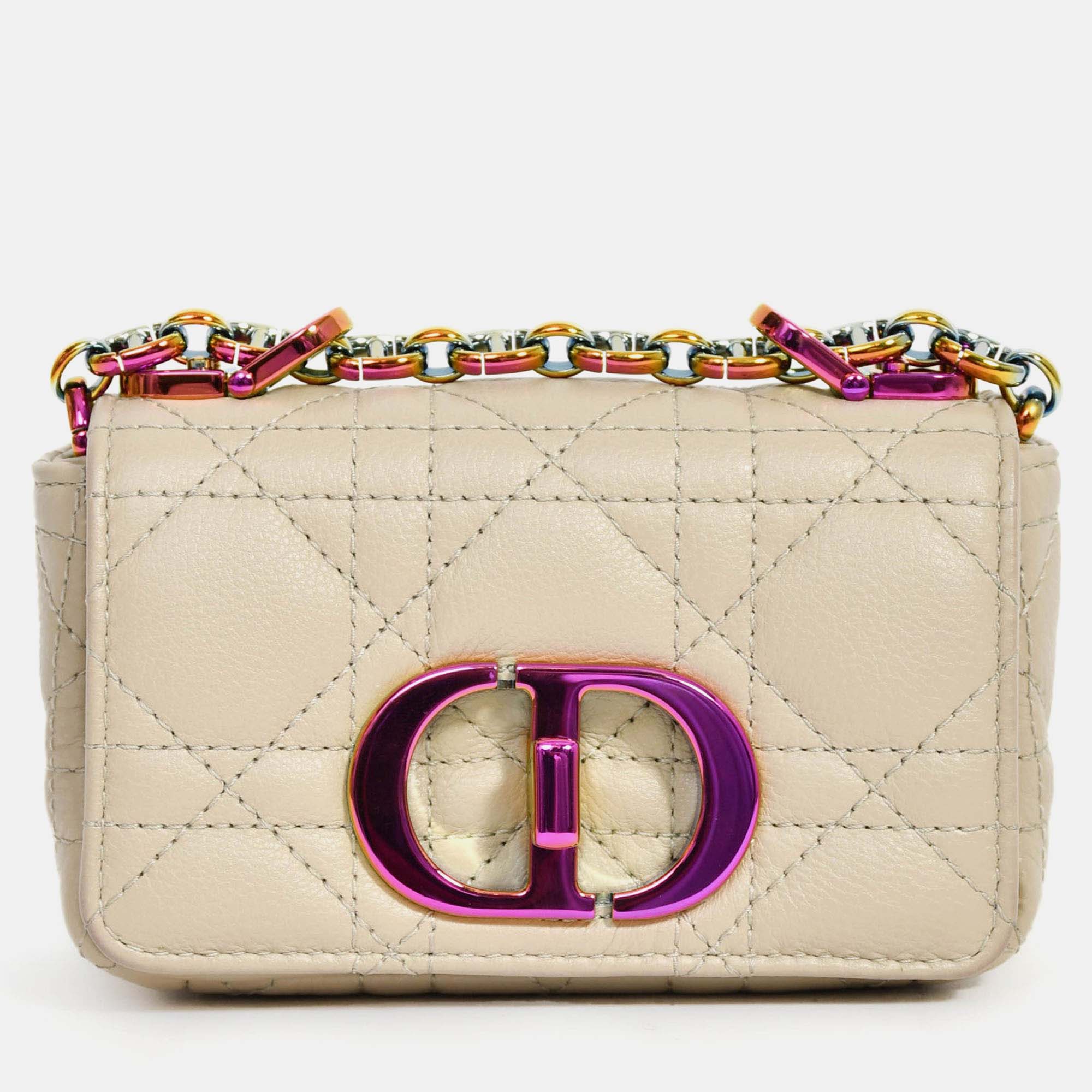 

Christian Dior 2022 Beige Cannage Micro Caro Bag