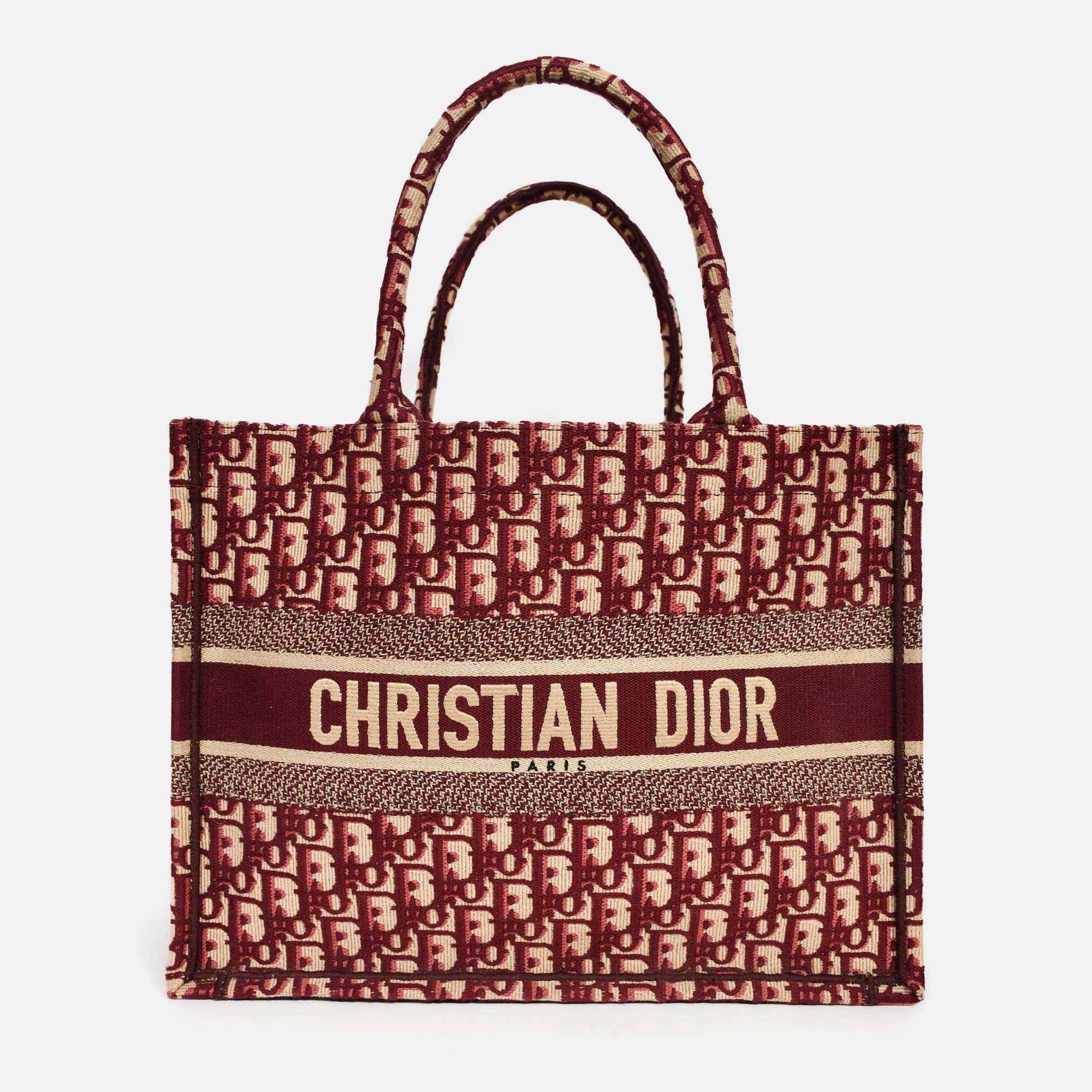 

Christian Dior 2019 Burgundy Oblique Jacquard Medium Book Tote