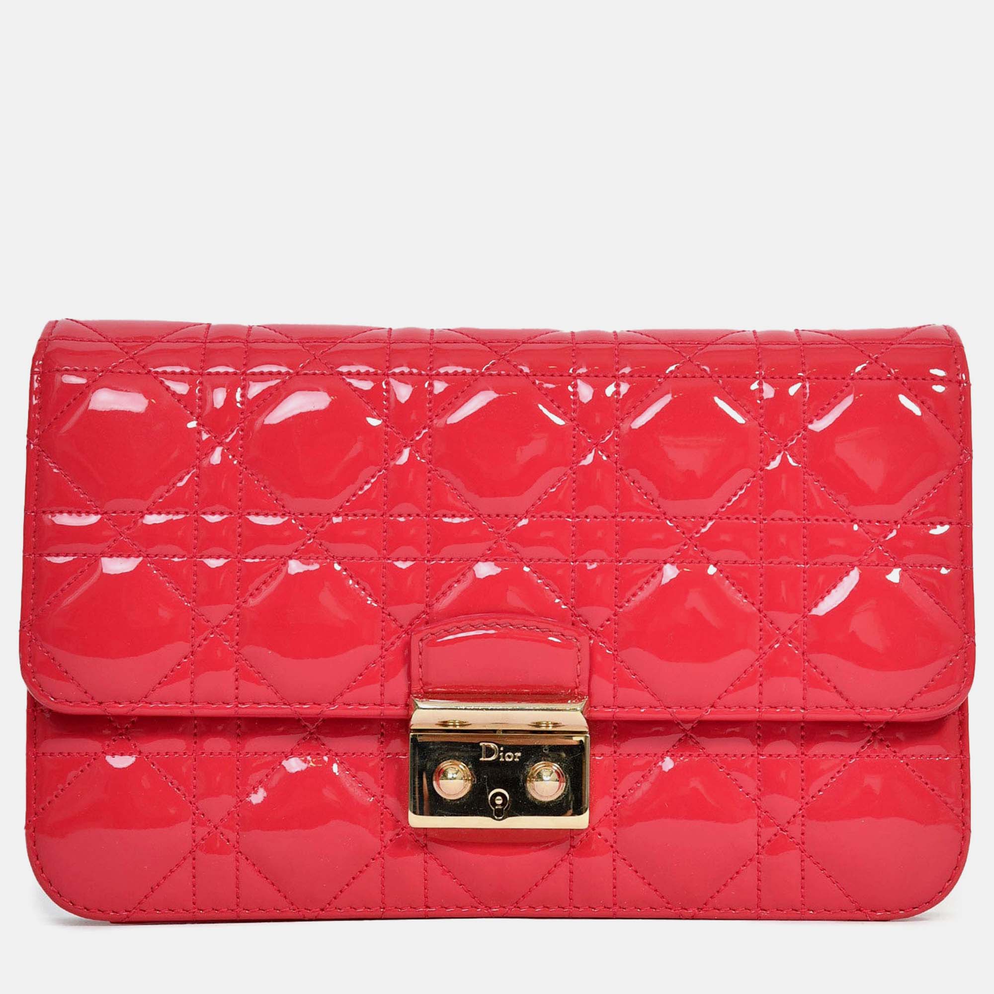 

Christian Dior Pink Patent 'Miss Dior' Wallet On Chain
