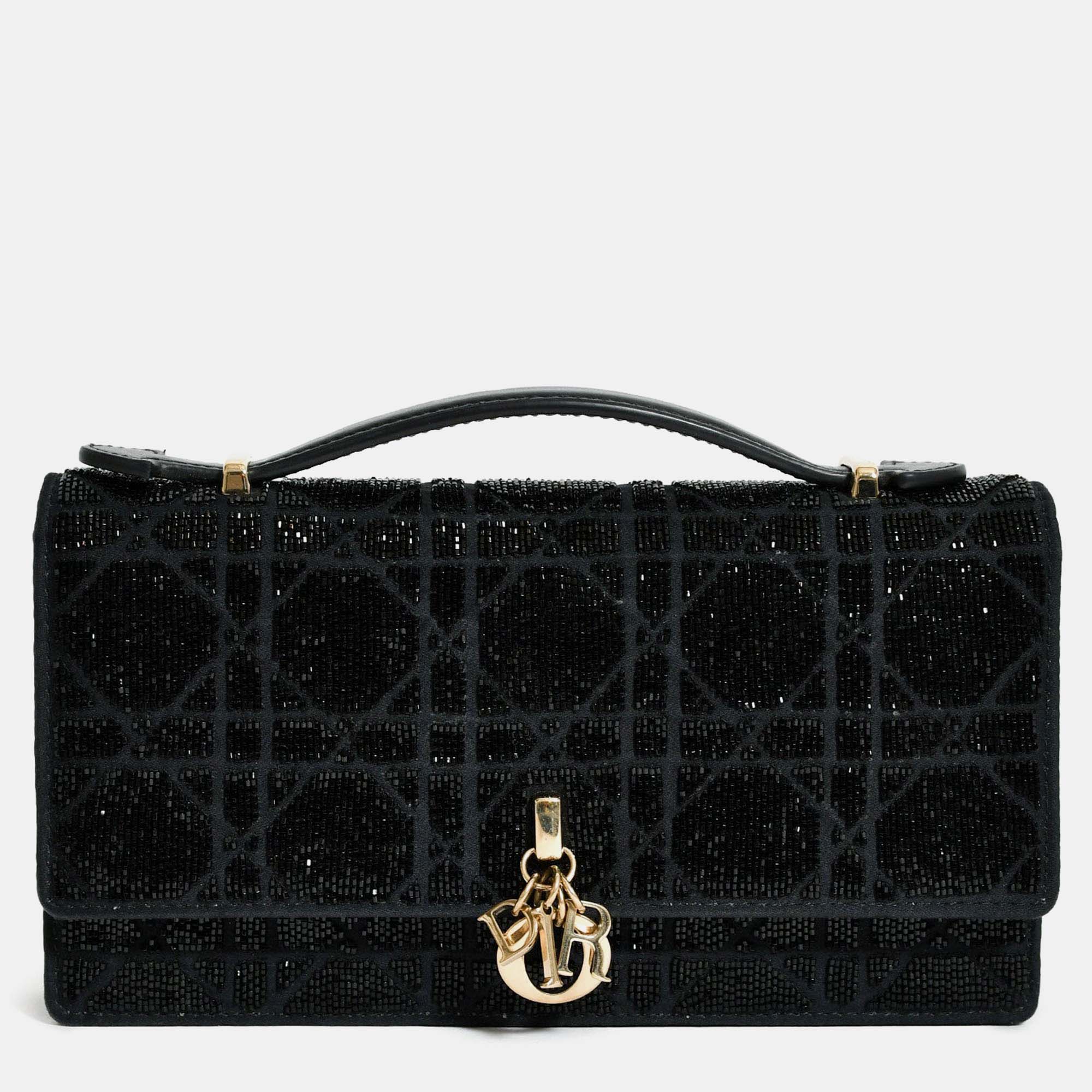 

Christian Dior 2023 Black Bead Embellished My Dior Mini Bag with Chain