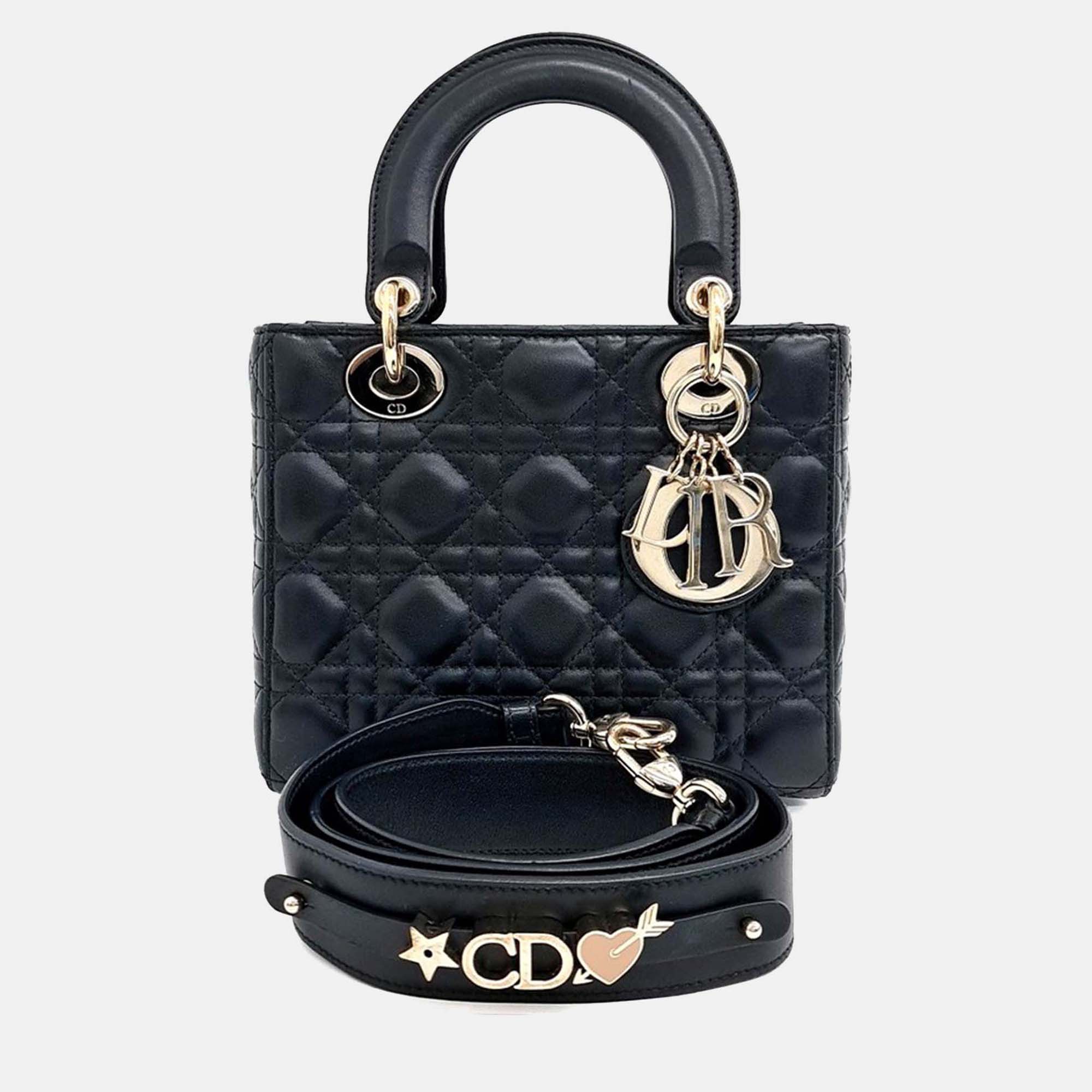 

Dior Black Leather Cannage Lady Bag Small