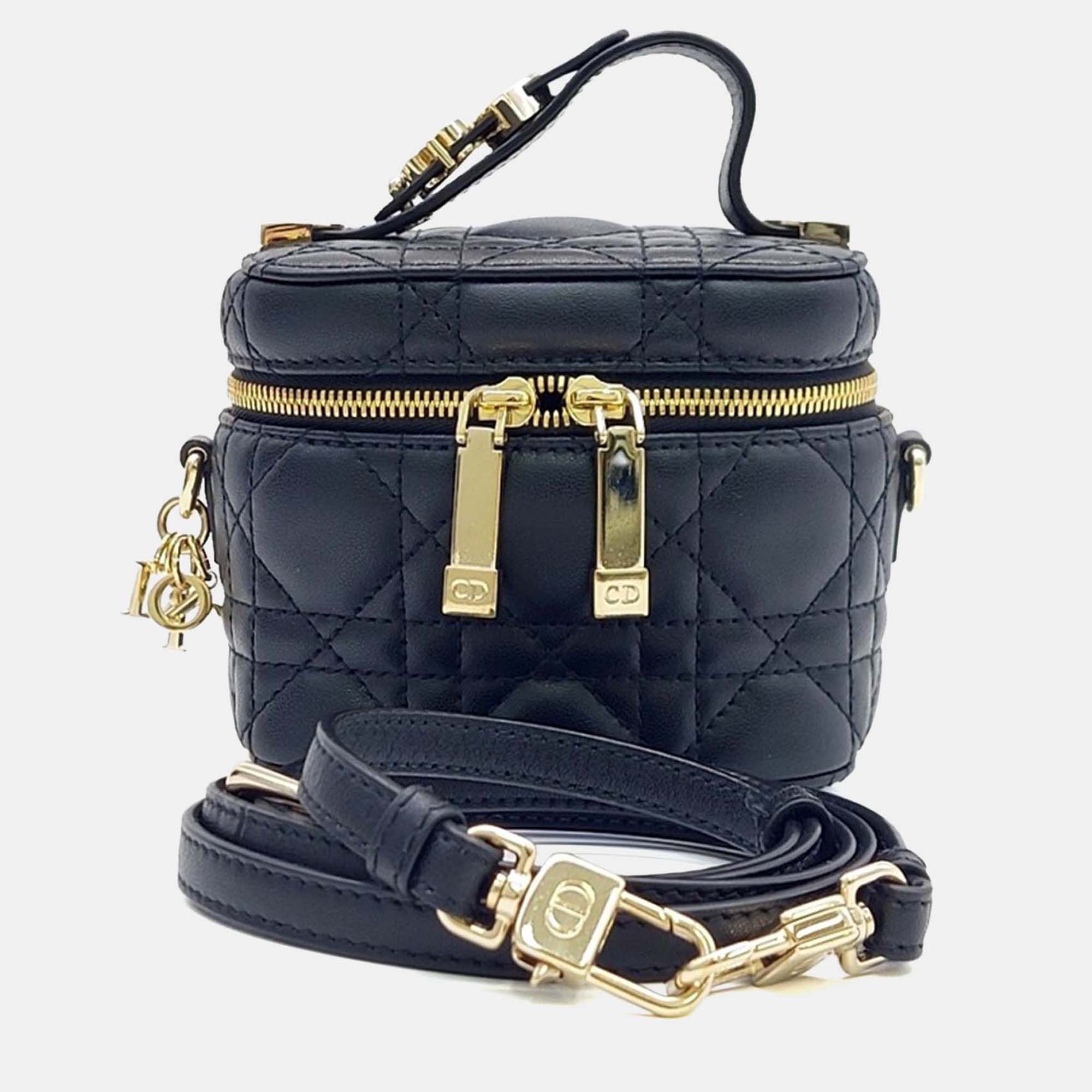 

Dior Black Leather Cannage Micro Vanity