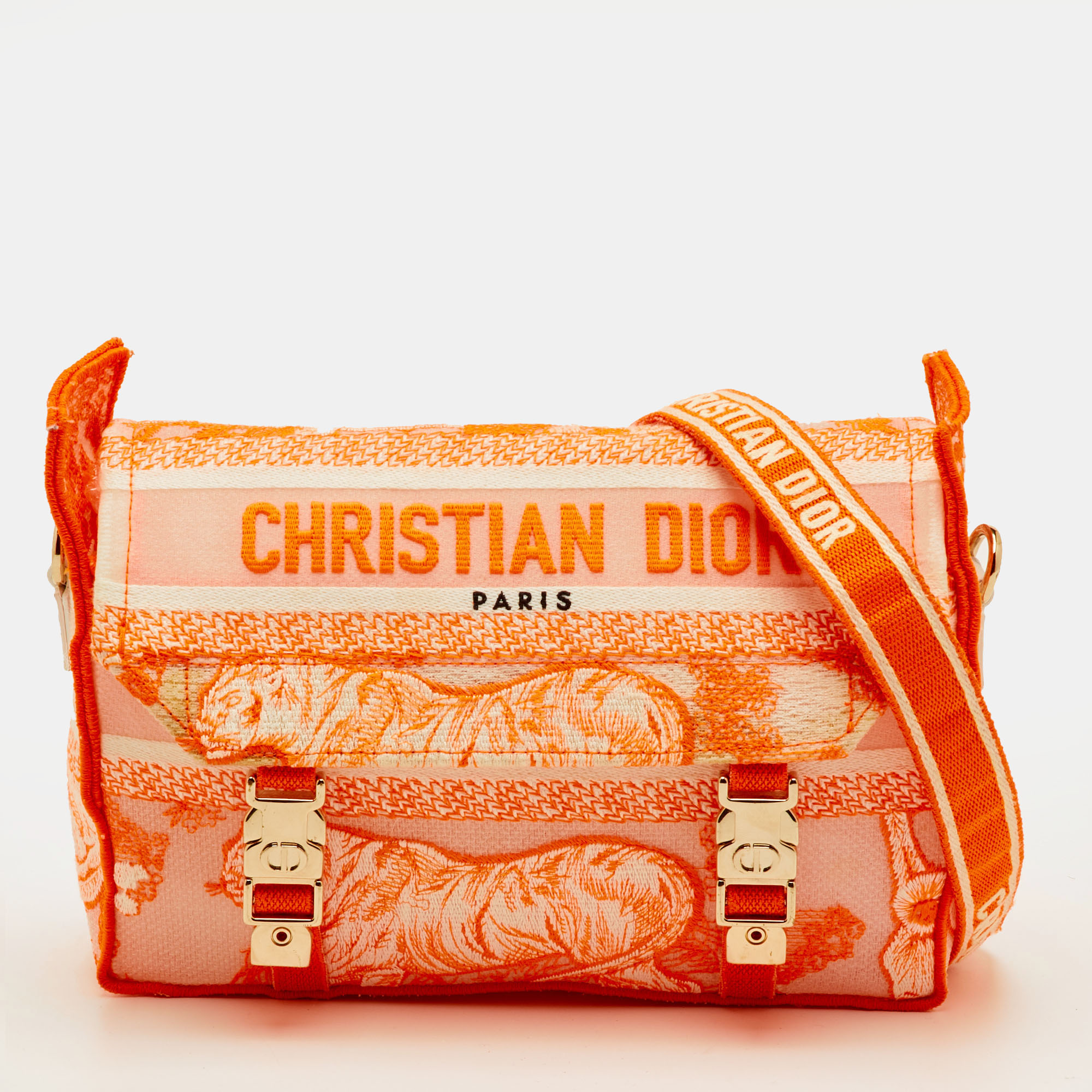 

Dior Diorcamp Small Neon Orange/White Canvas Shoulder Bag