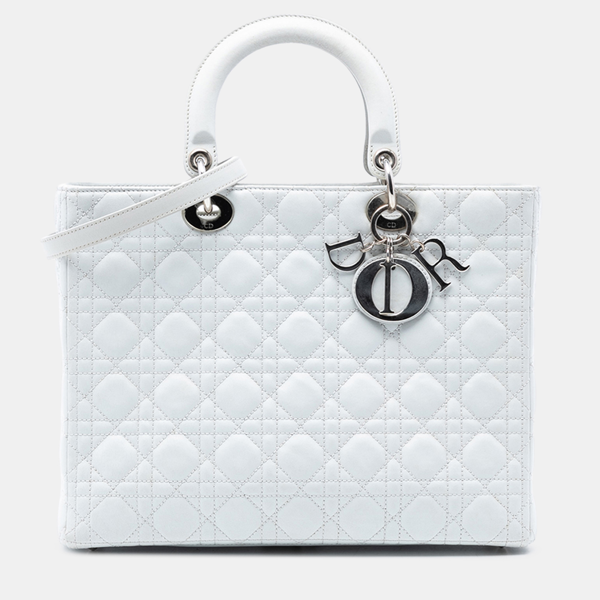 

Dior White Large Lambskin Cannage Lady Dior