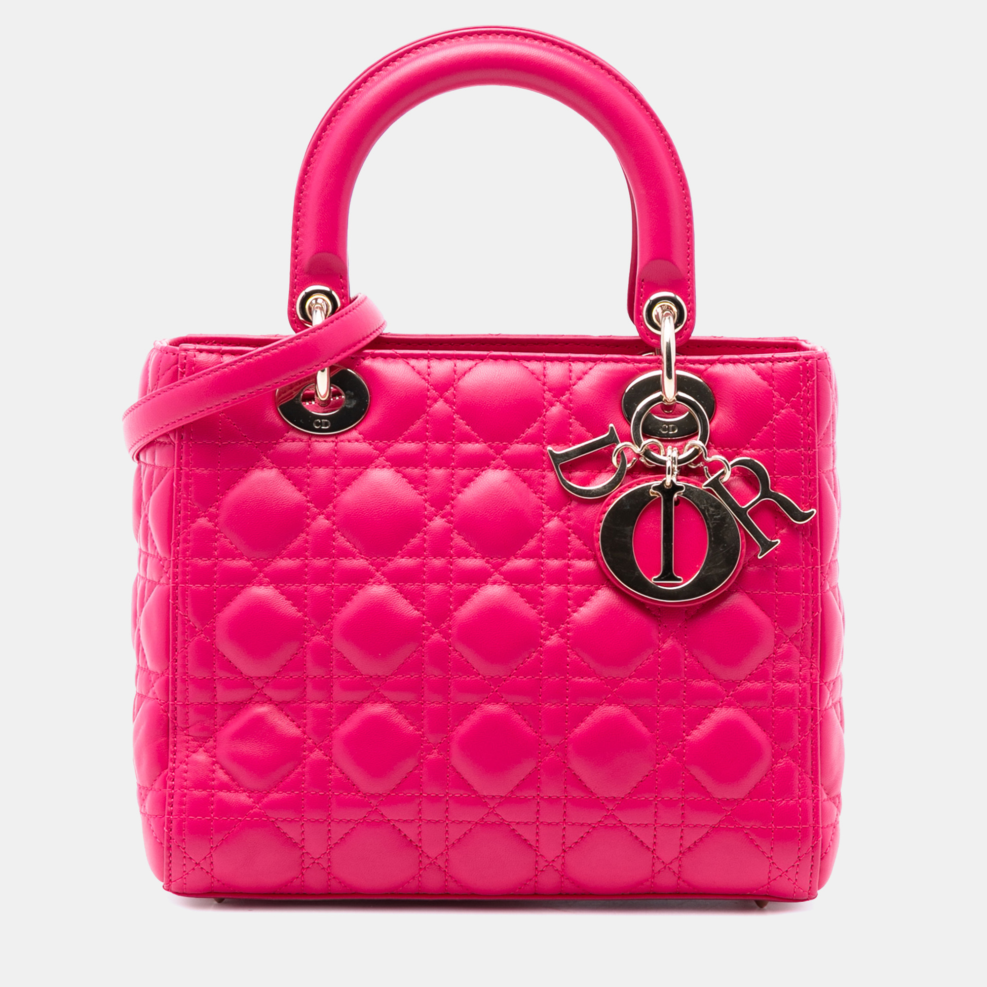 

Dior Pink Medium Lambskin Cannage Lady Dior