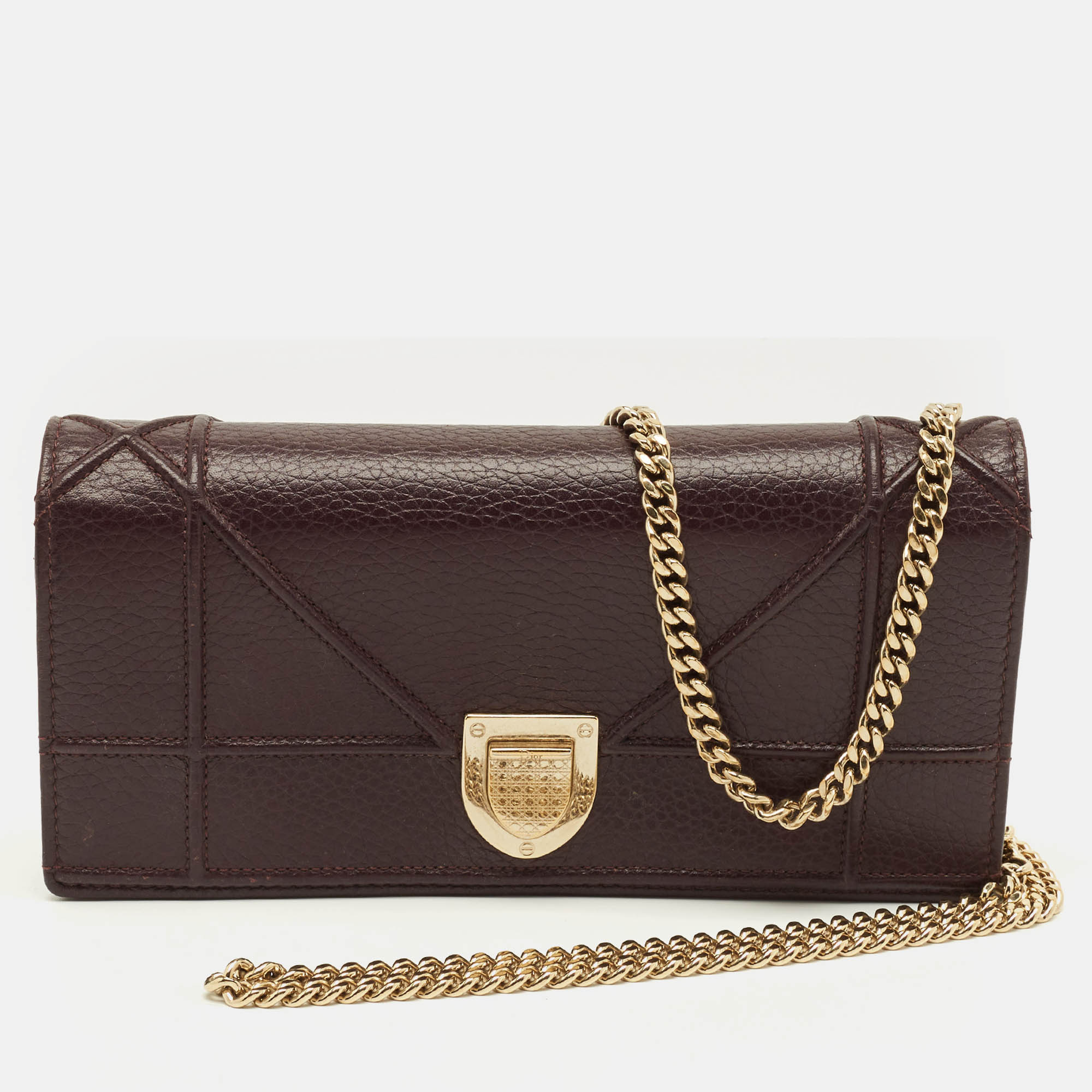 

Dior Diorama Burgundy Leather Wallet On Chain