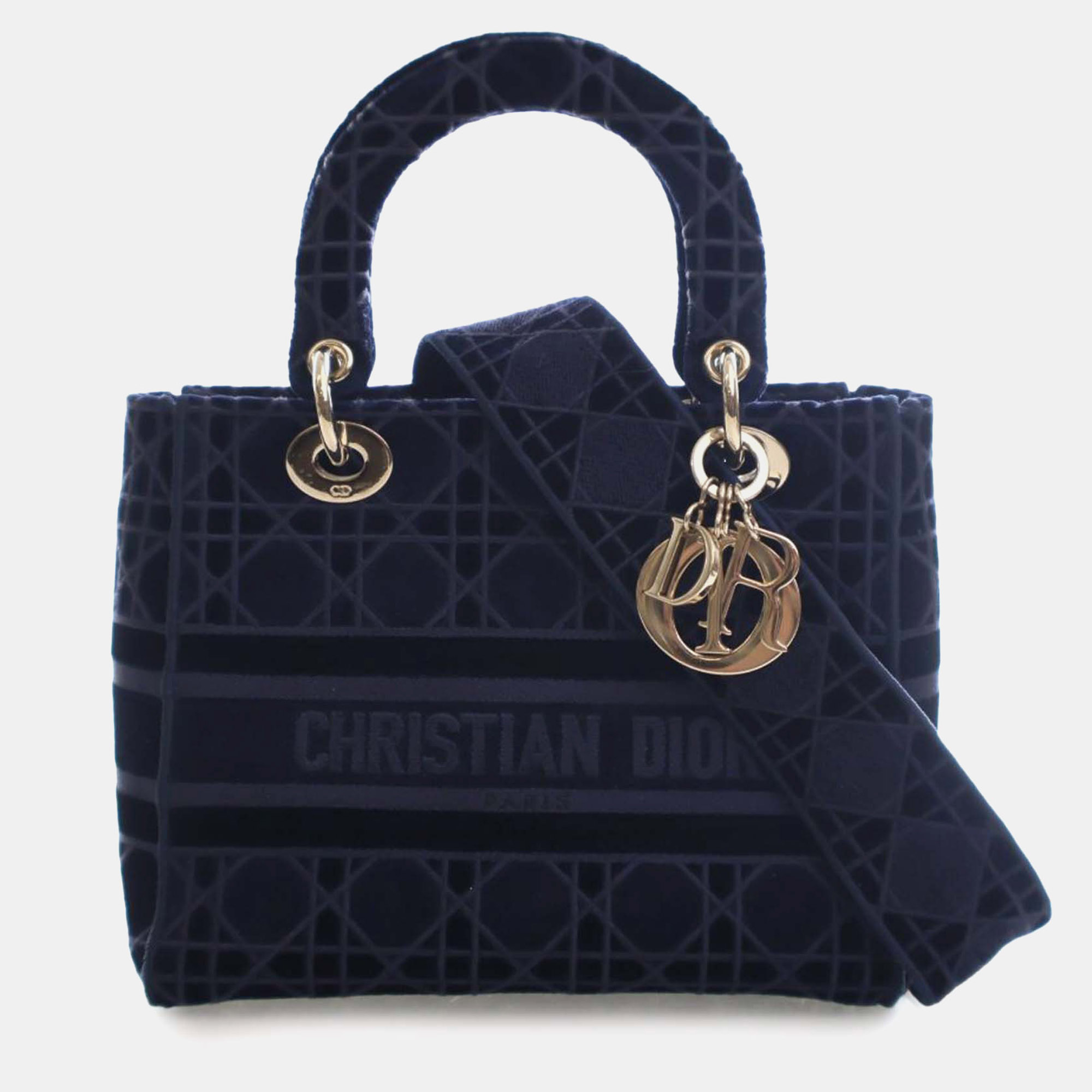 

Dior Blue Medium Velvet Cannage Lady D Lite