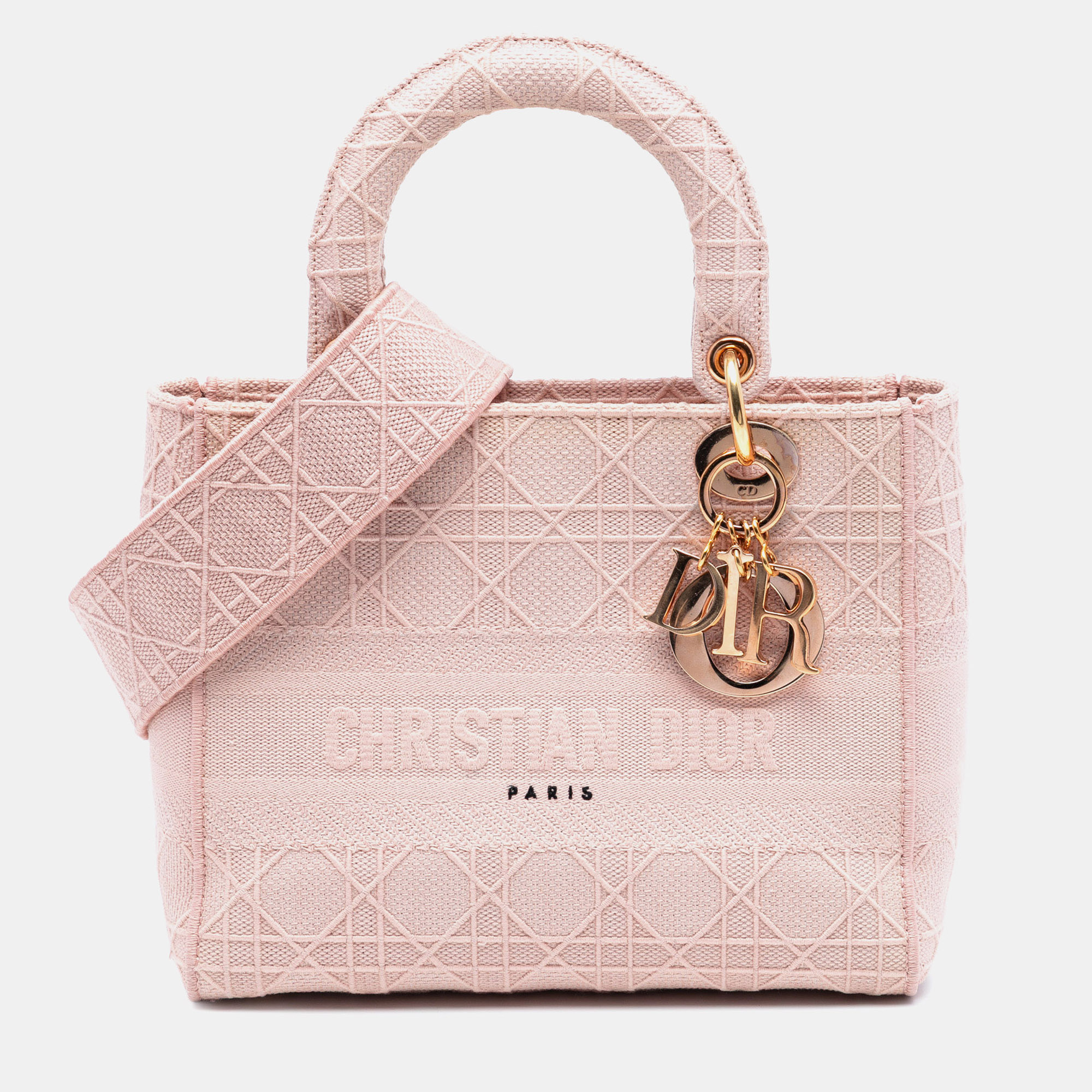 

Dior Pink Medium Canvas Cannage Lady D Lite