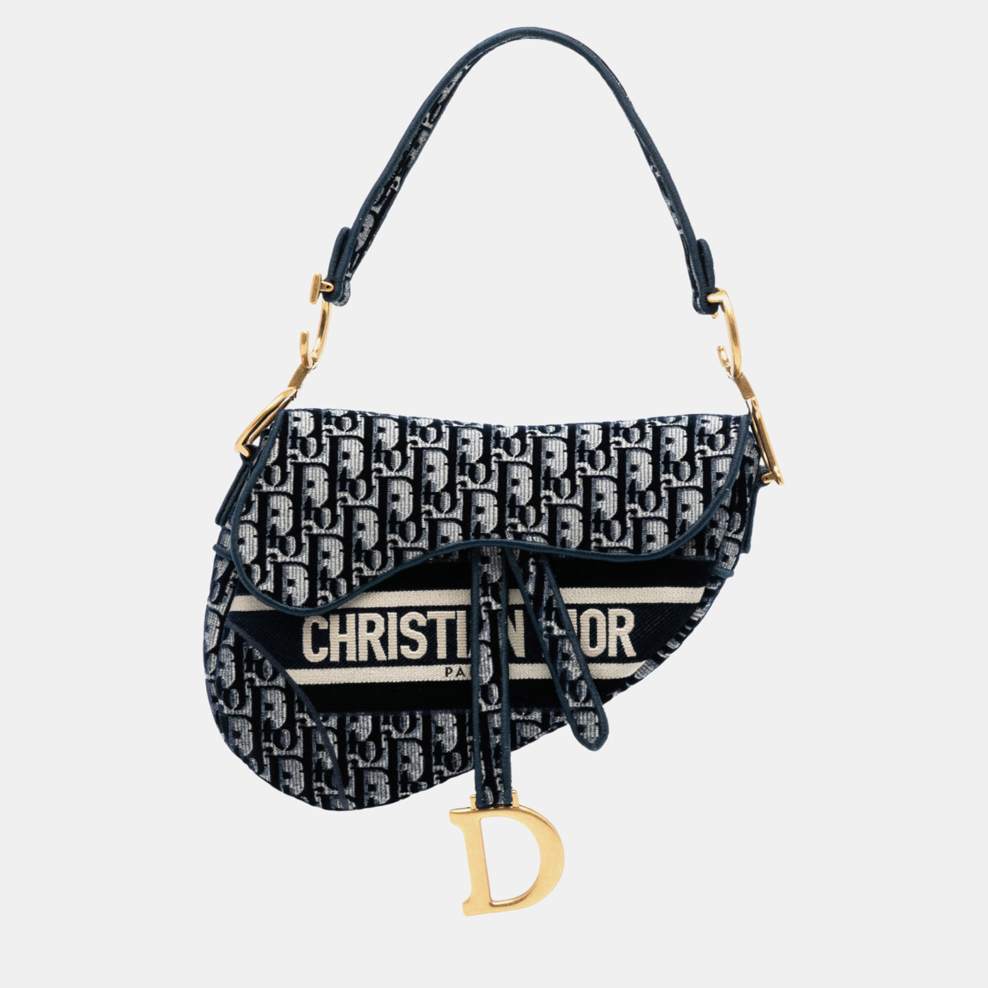 

Dior Blue Oblique Embroidered Velvet Saddle Bag