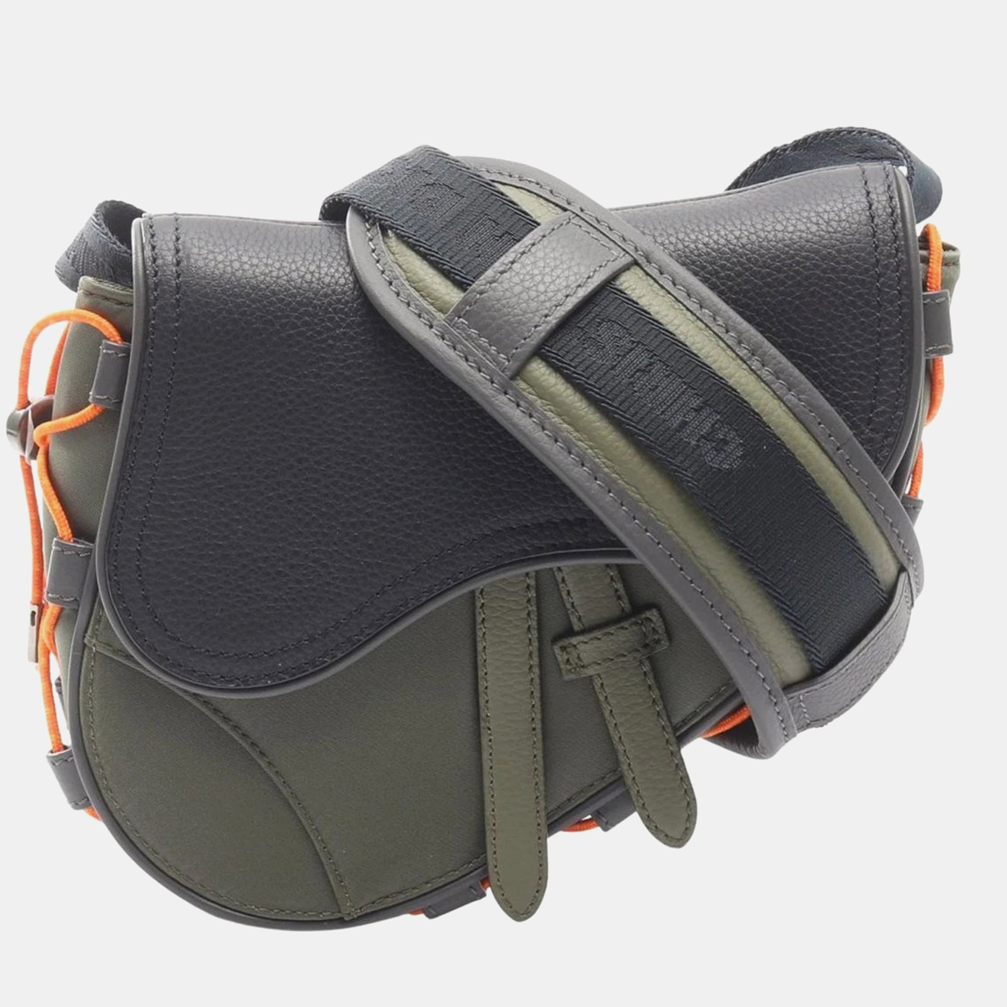 

Dior Sacai Saddle Khaki and Navy Nylon and Leather Shoulder Bag, Green