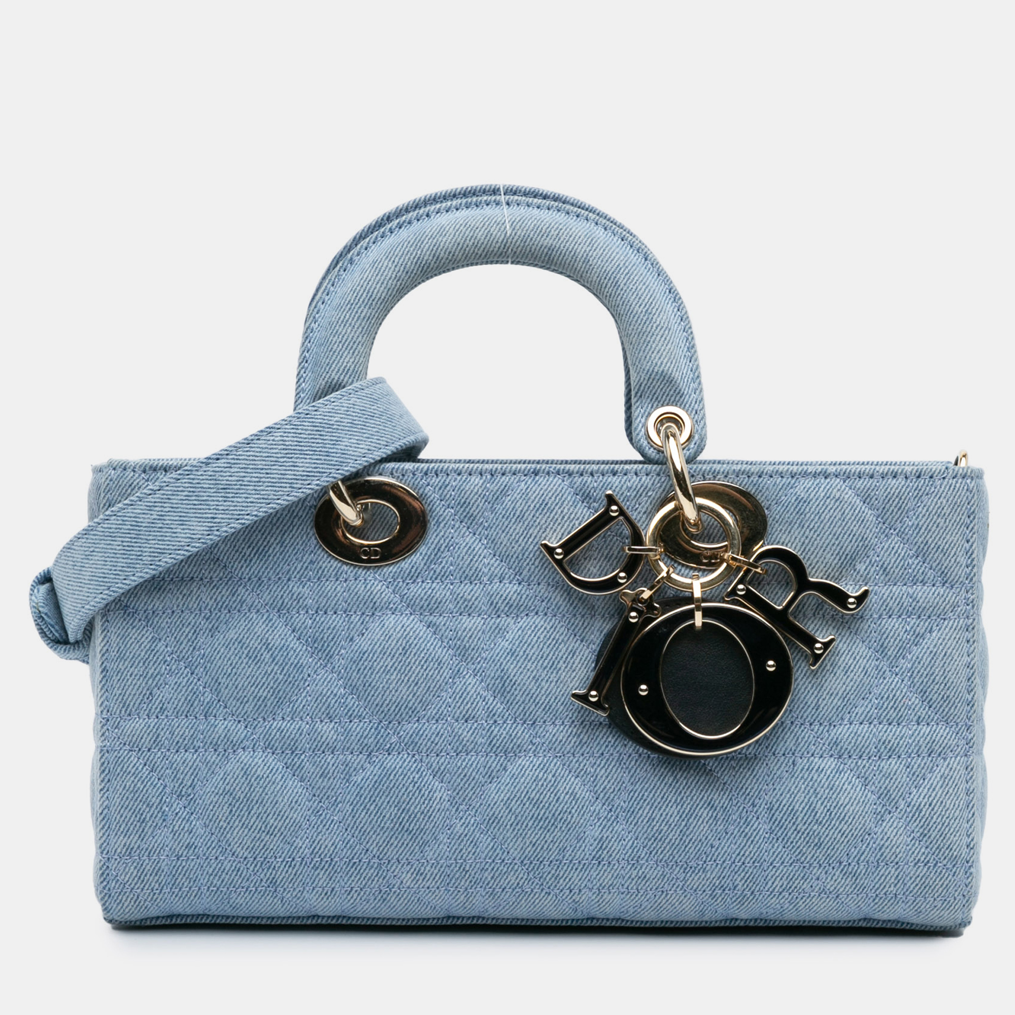 

Dior Blue Medium Denim Cannage Lady D Joy
