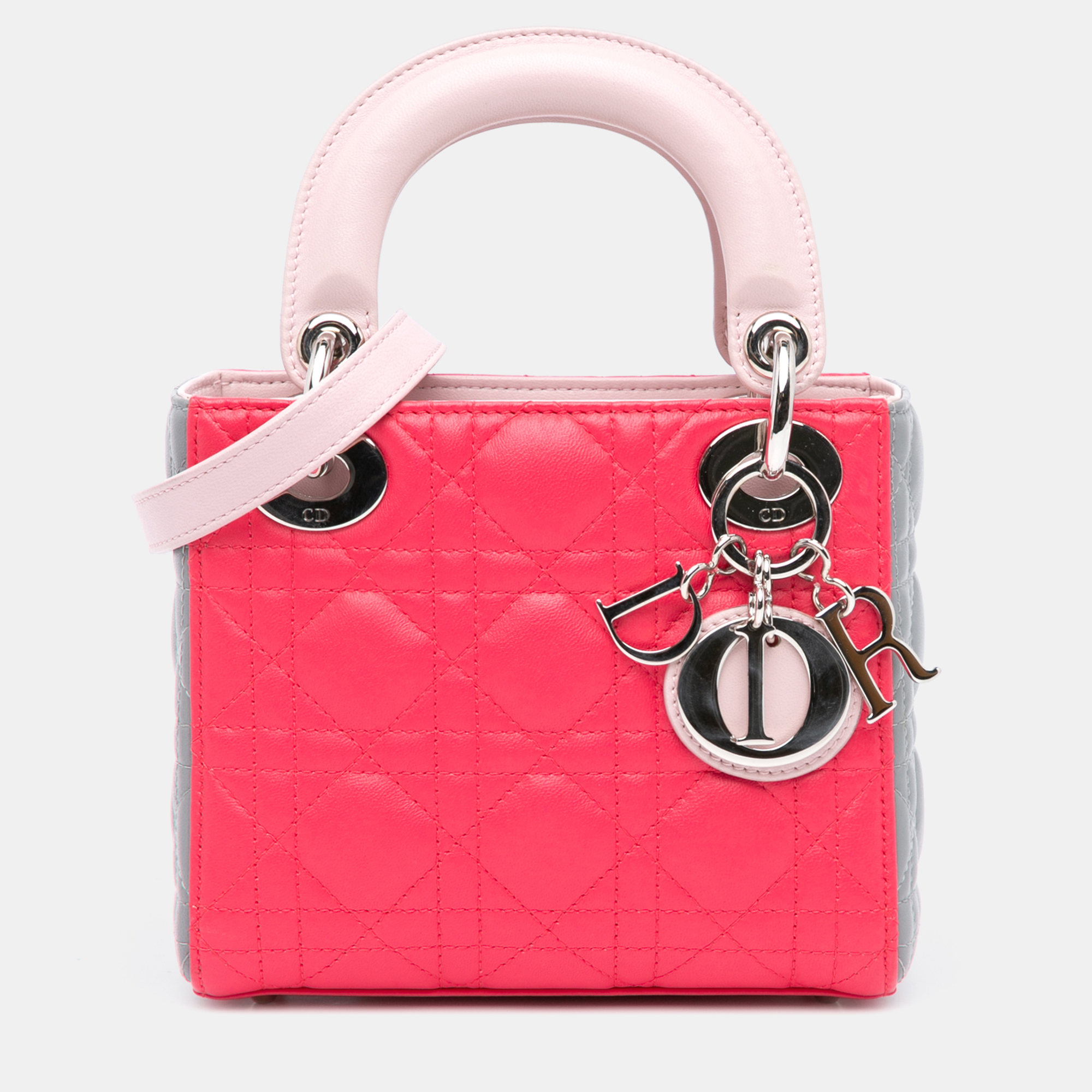 

Dior Pink Mini Tricolor Lambskin Cannage Lady Dior
