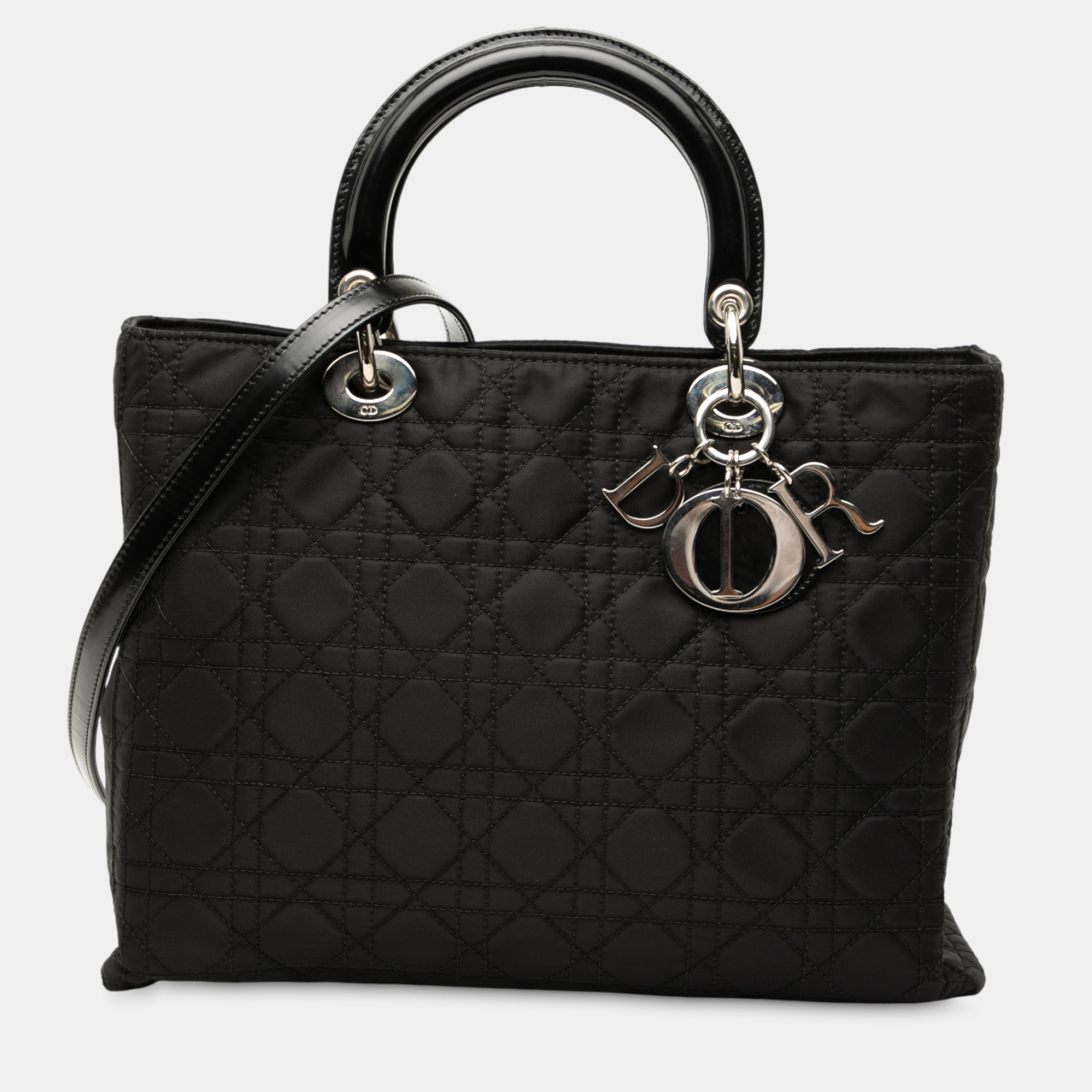 

Dior Black Large Nylon Cannage Lady Dior
