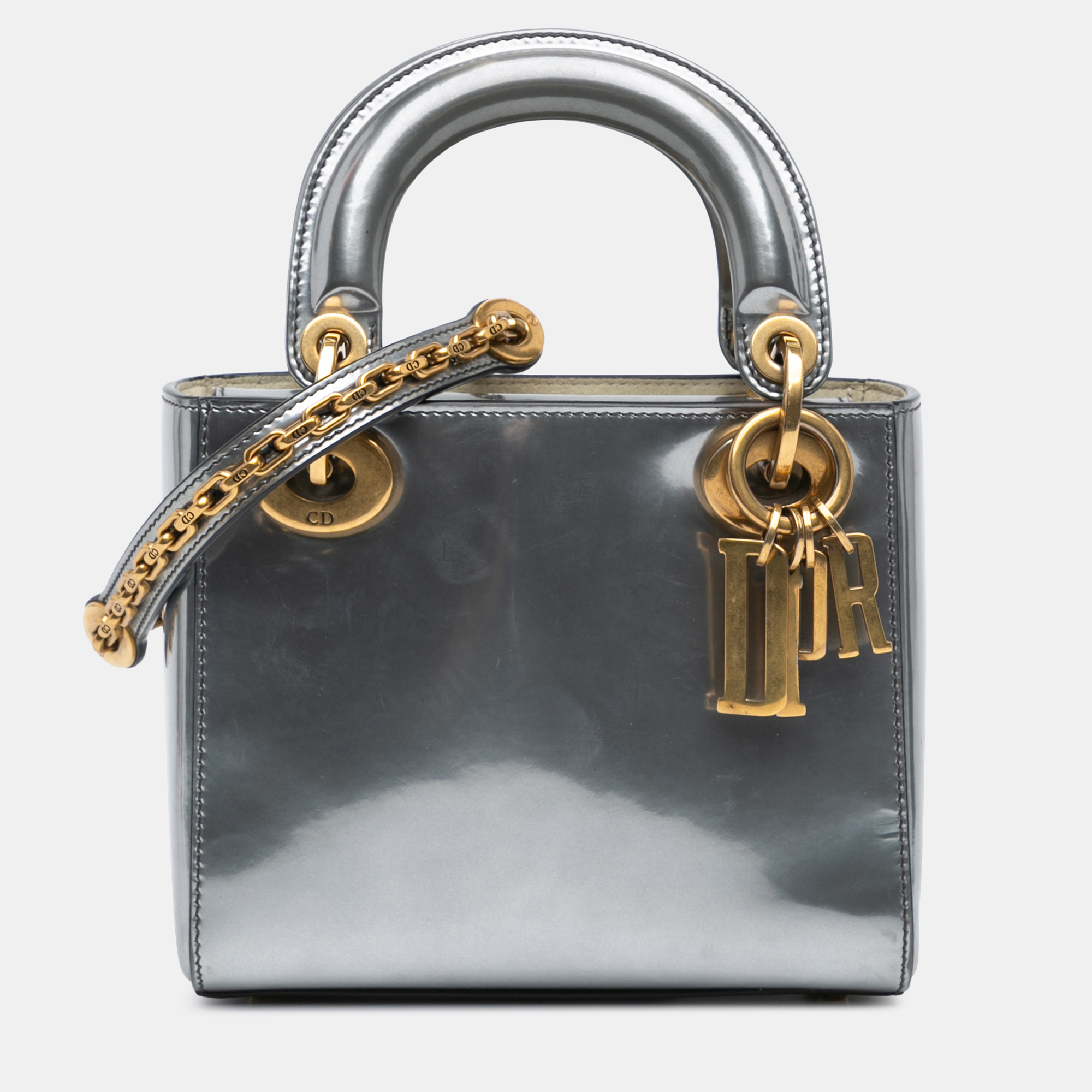 

Dior Silver Mini Metallic Patent Lady Dior
