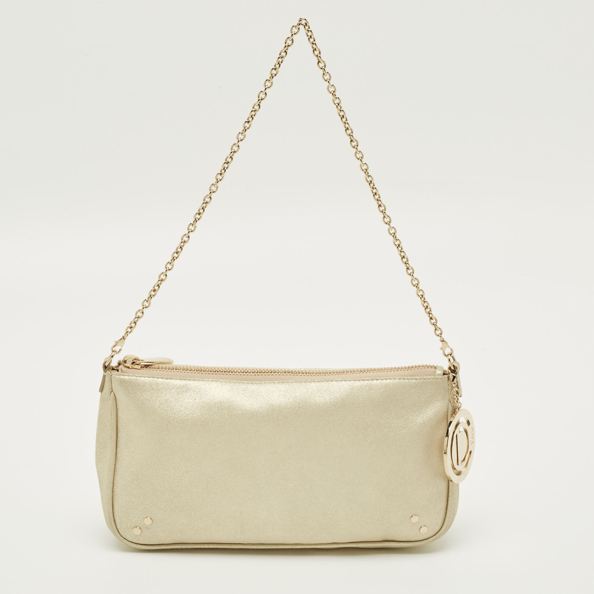 

Dior Gold Shimmer Leather Chain Pochette Bag