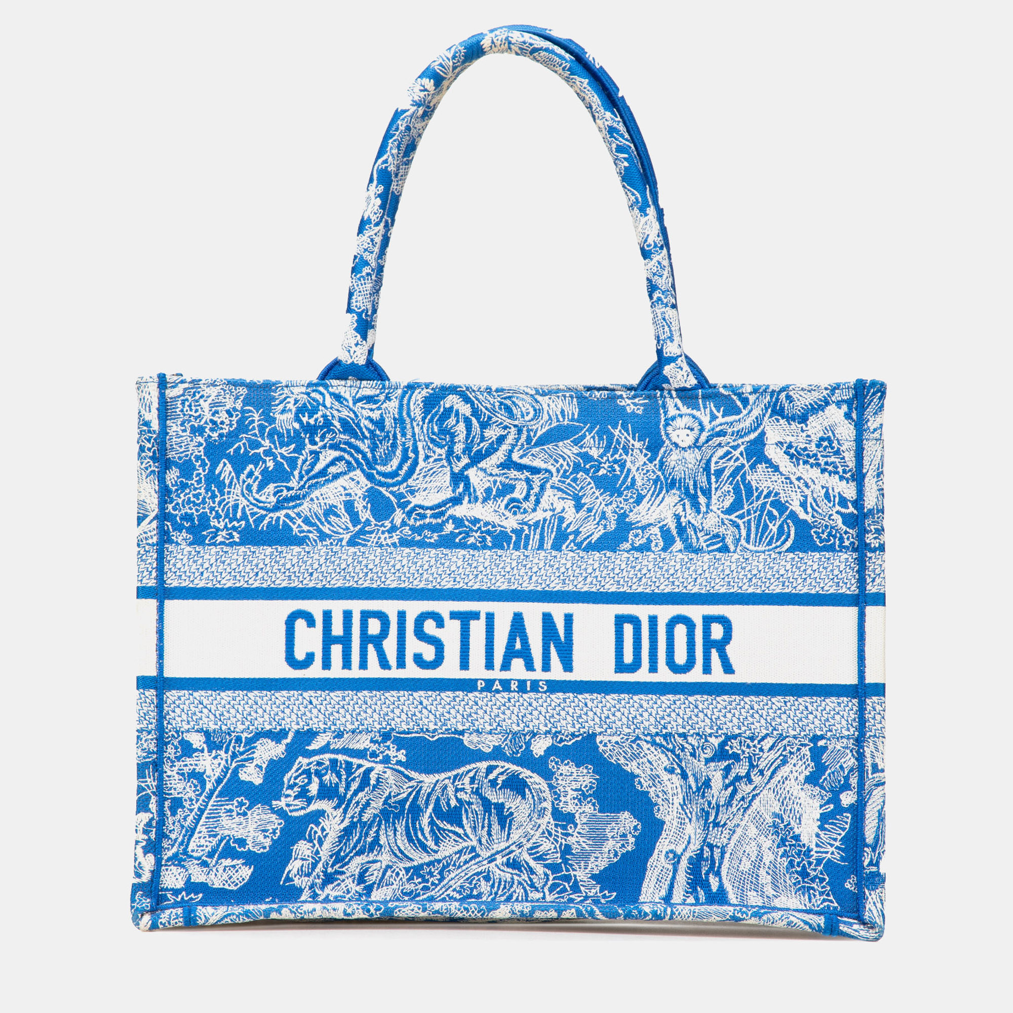 

Dior Blue Medium Canvas Embroidered Dioriviera Toile De Jouy Book Tote