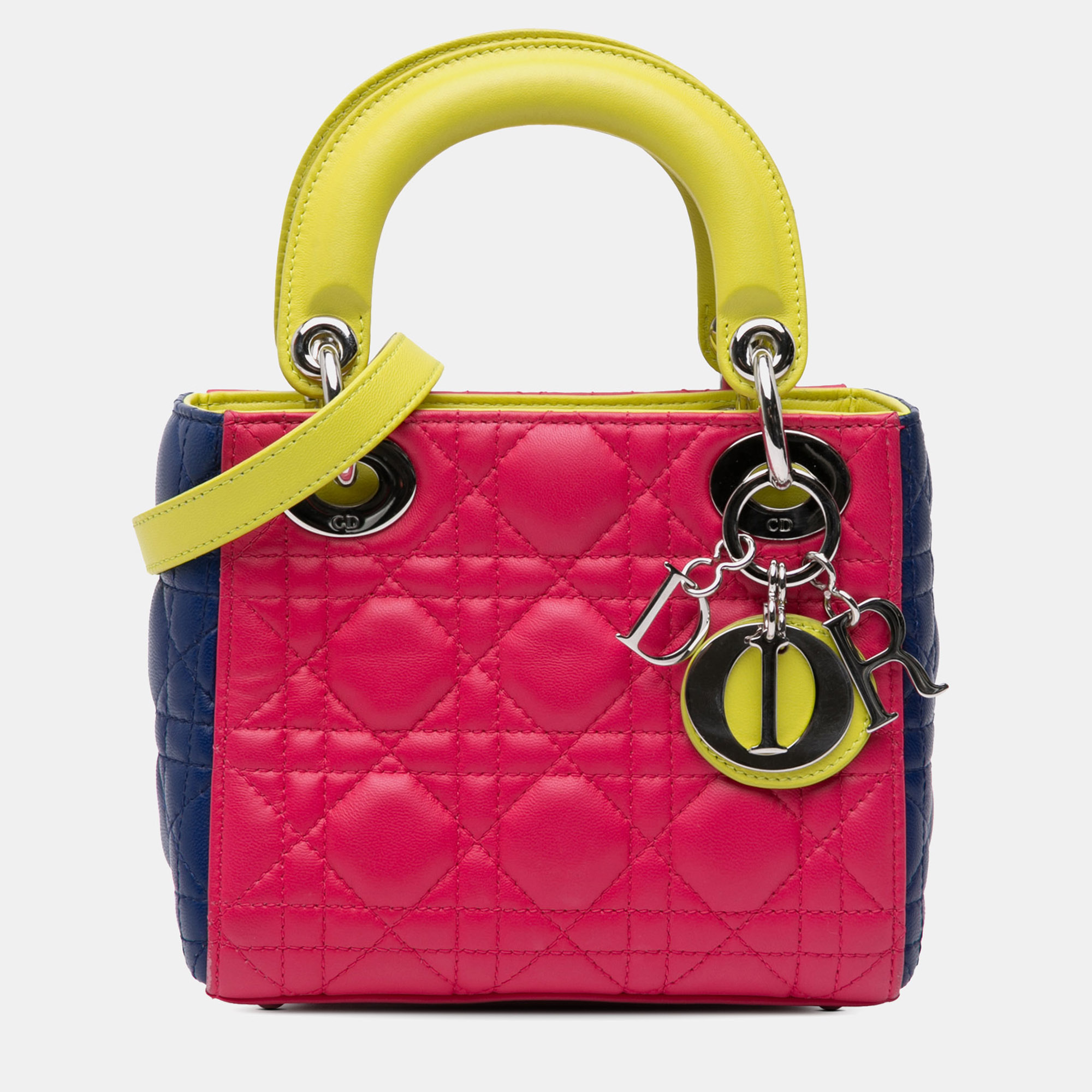 

Dior Pink Mini Tricolor Lambskin Cannage Lady Dior