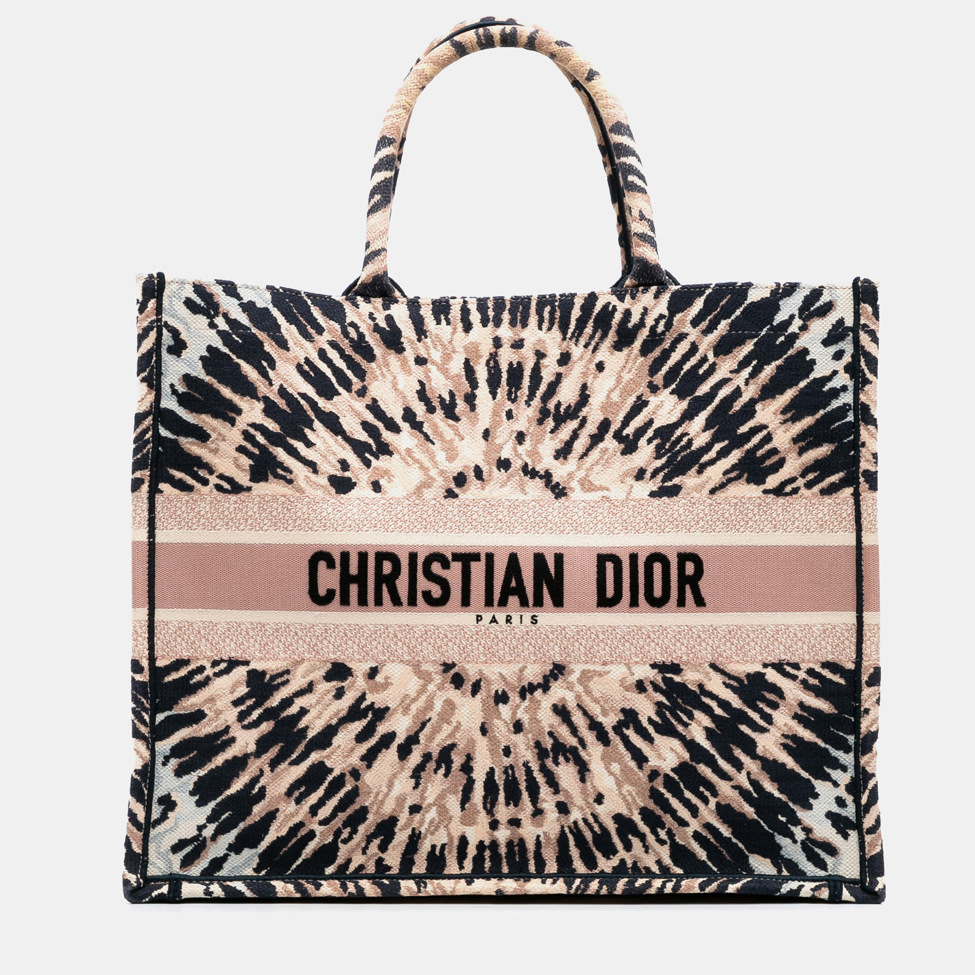 

Dior Brown Large Embroidered Canvas Tie Dye Book Tote