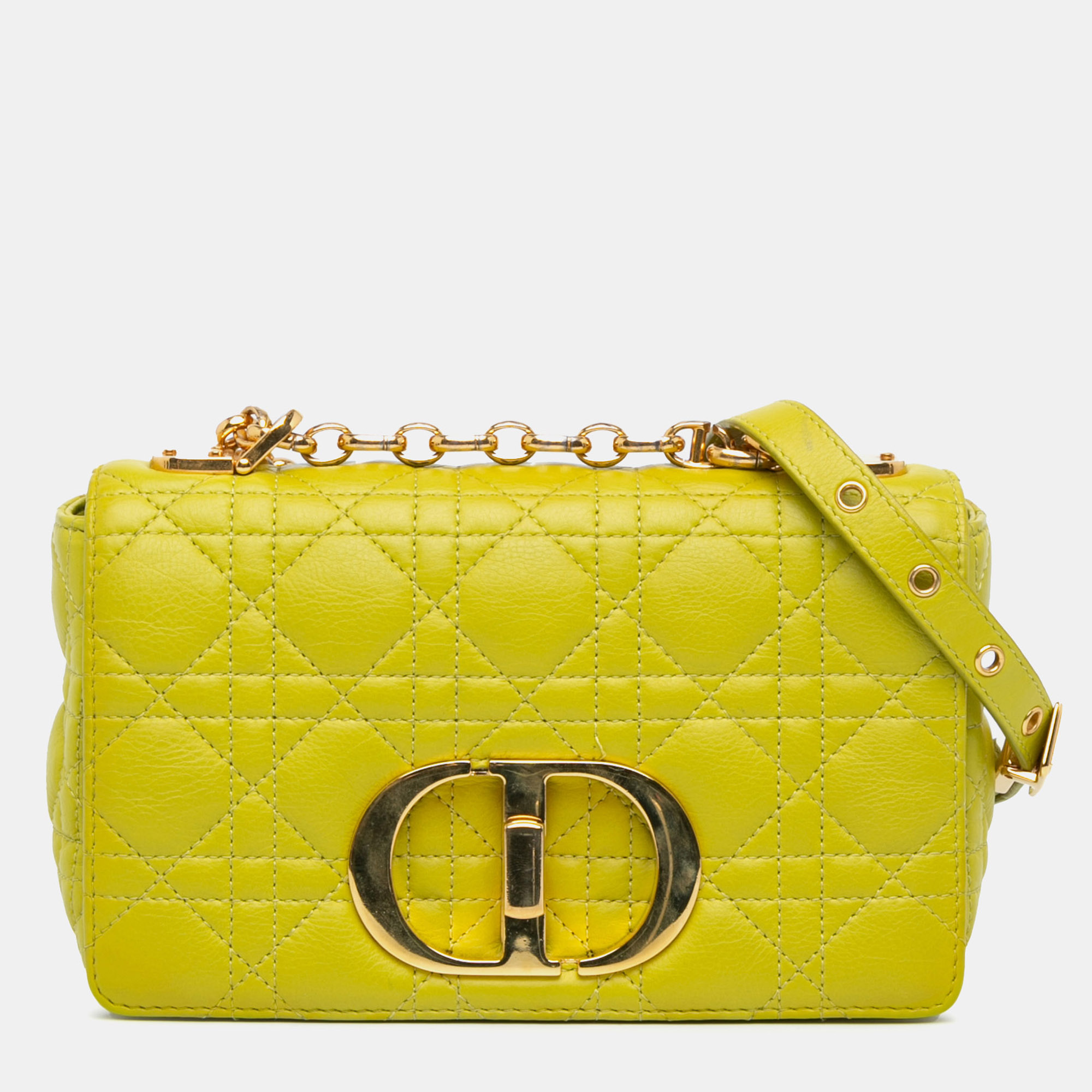 

Dior Yellow Small Calfskin Cannage Caro Bag