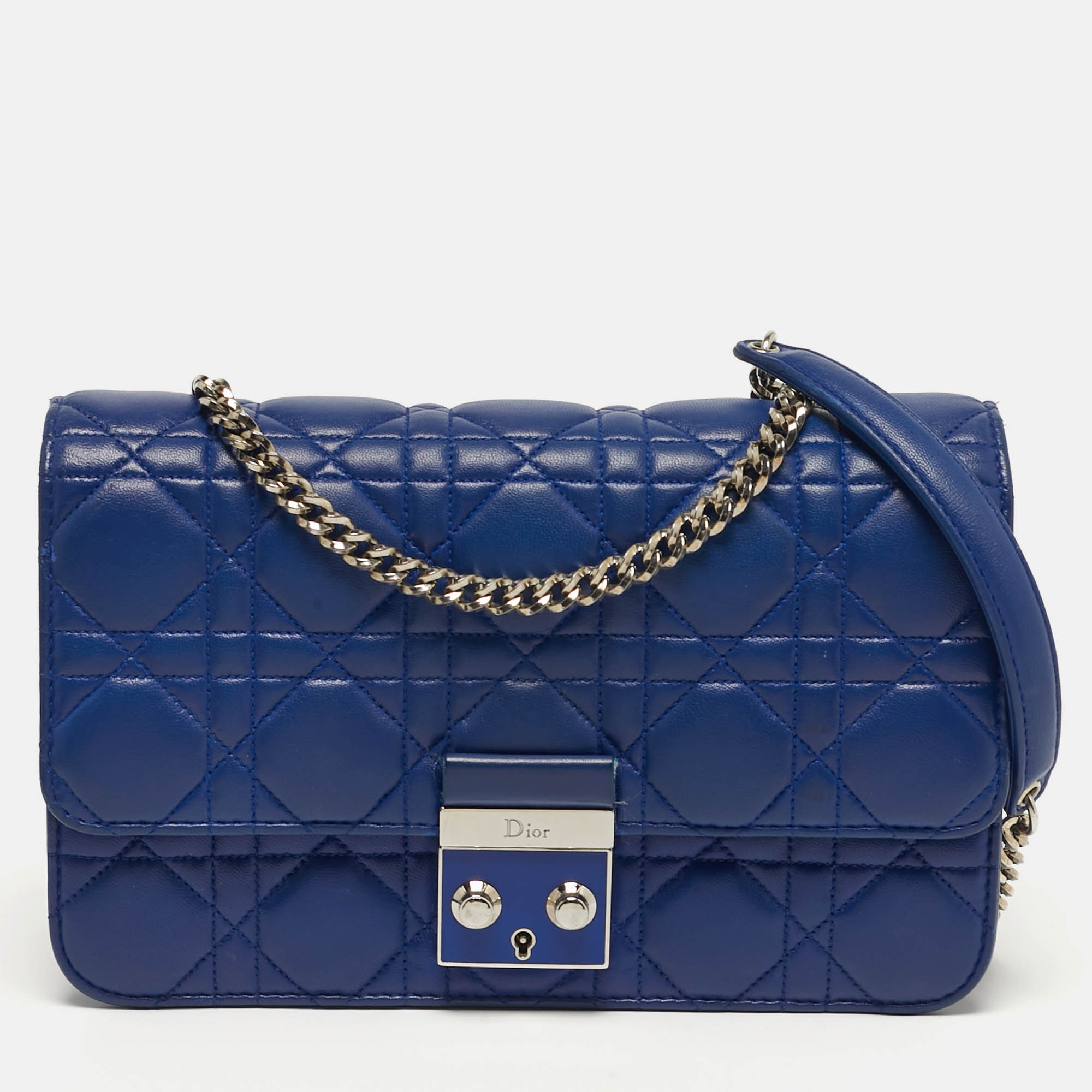 

Dior Miss Dior Promenade Blue Cannage Leather Chain Bag
