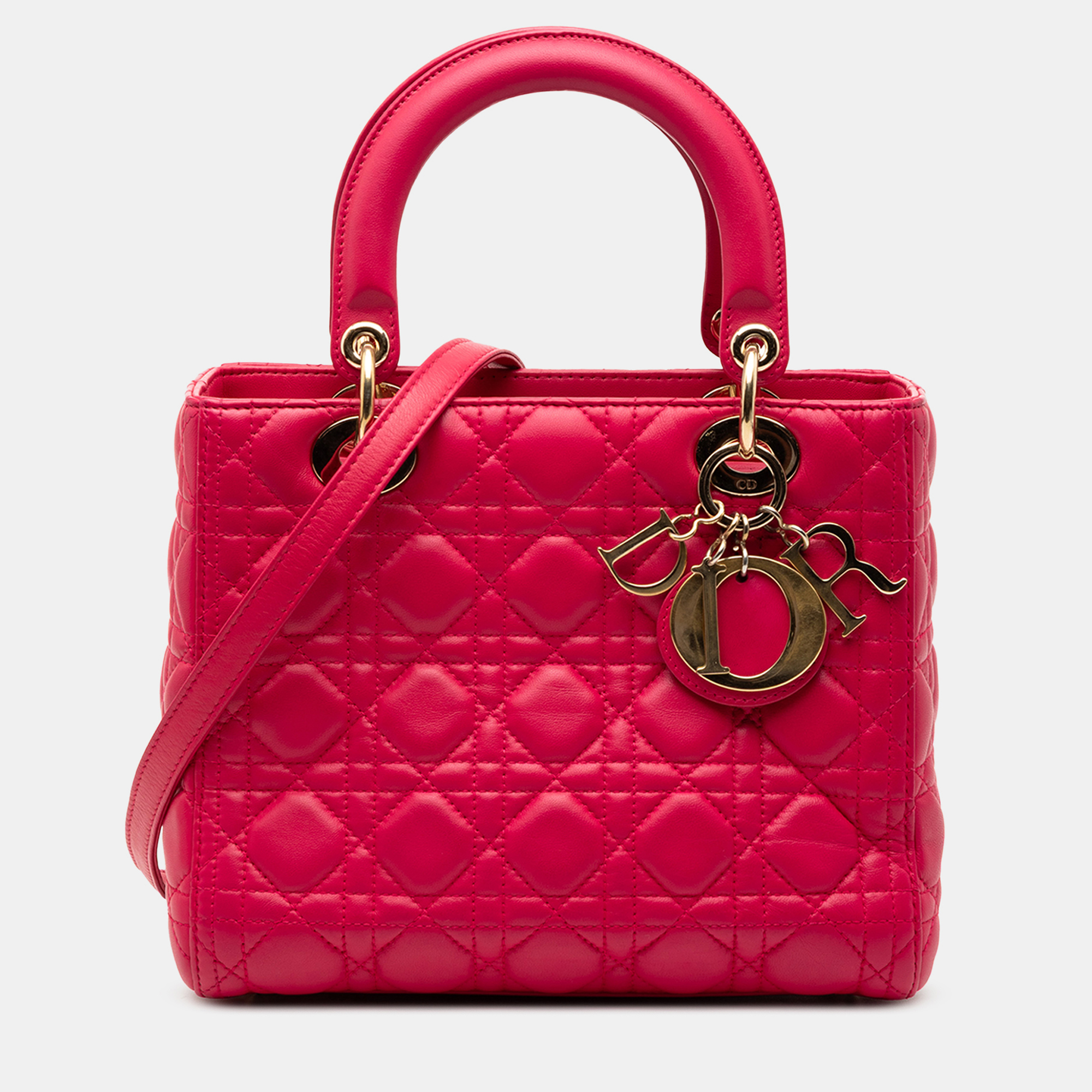 

Dior Pink Medium Lambskin Cannage Lady Dior
