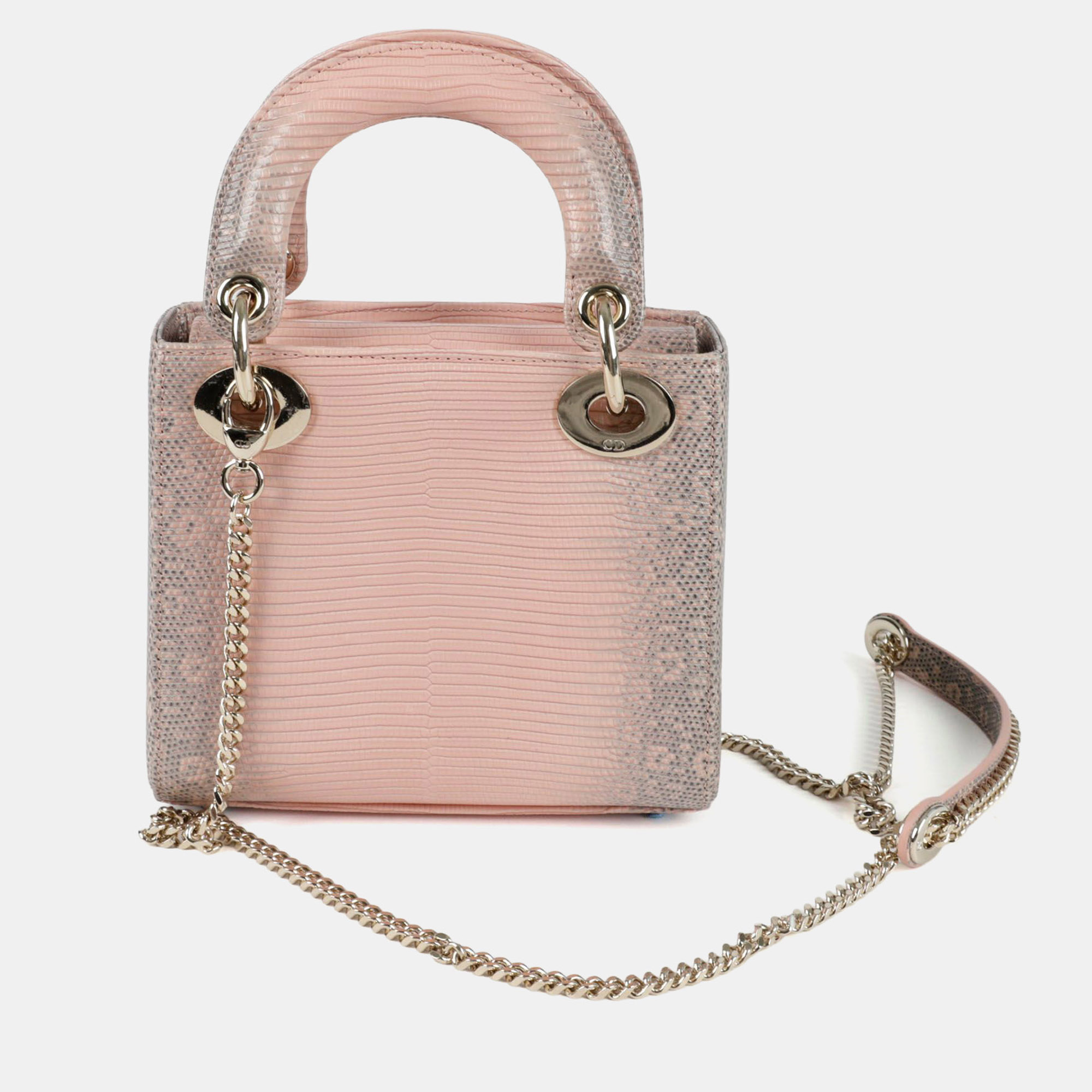 

Dior Limited Edition Mini Pink Lizard Leather Tote Shoulder Bag