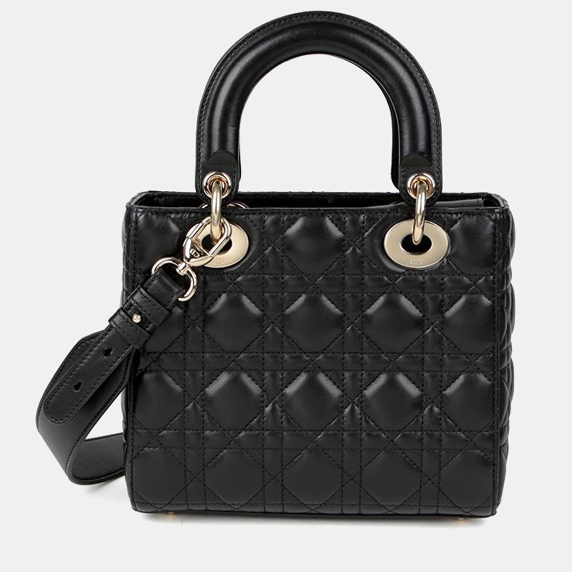 

Dior My ABCDior Lady Dior Small Black Lambskin Leather Top Handle Bag
