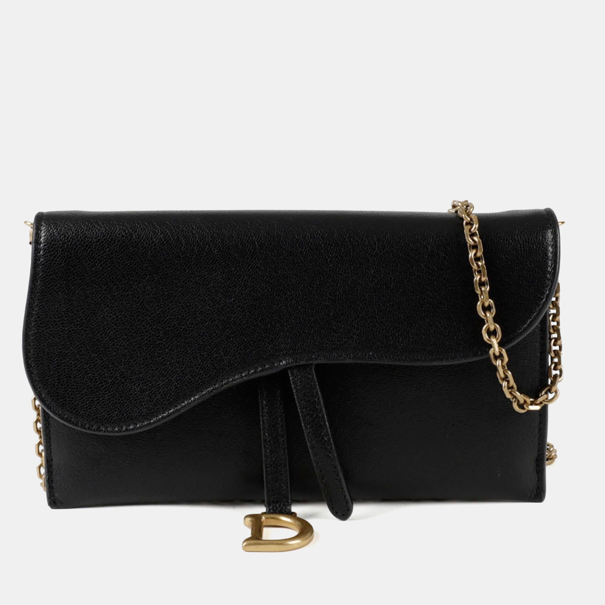 

Dior Saddle Black Calfskin Leather Wallet on Chain