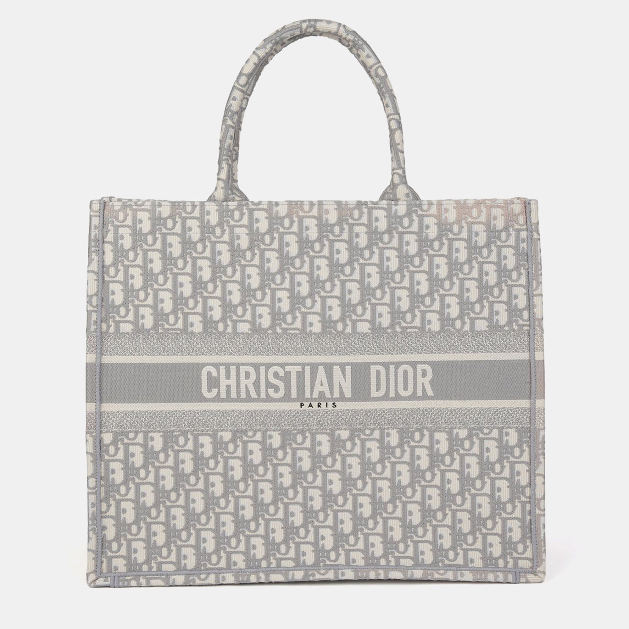 

Dior Book Tote Large Grey Canvas Tote Bag