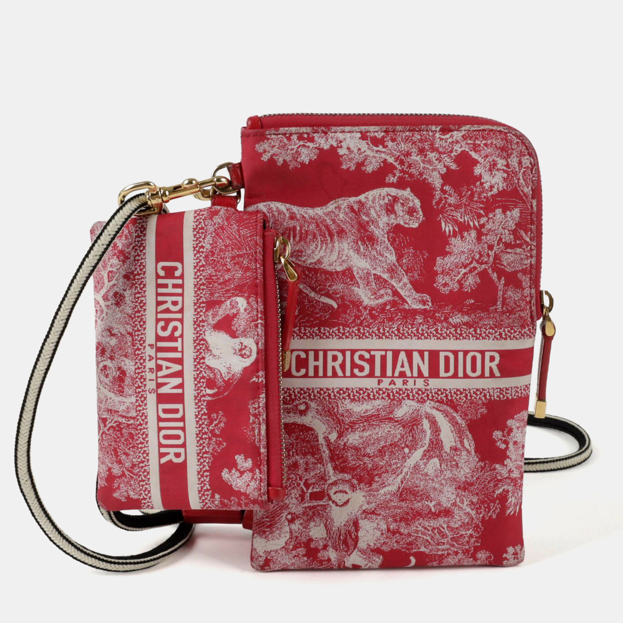 

Dior Multifunction Red Canvas Travel Pouch Bag