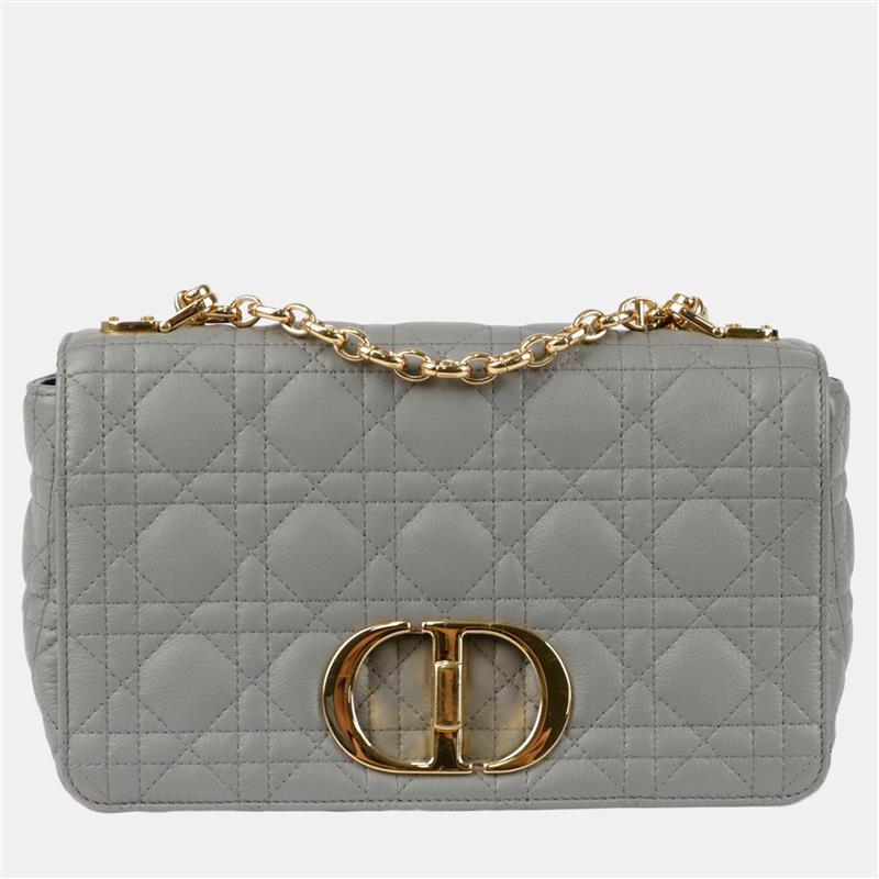 

Dior Caro Medium Gray Leather Chain Shoulder Bag, Grey