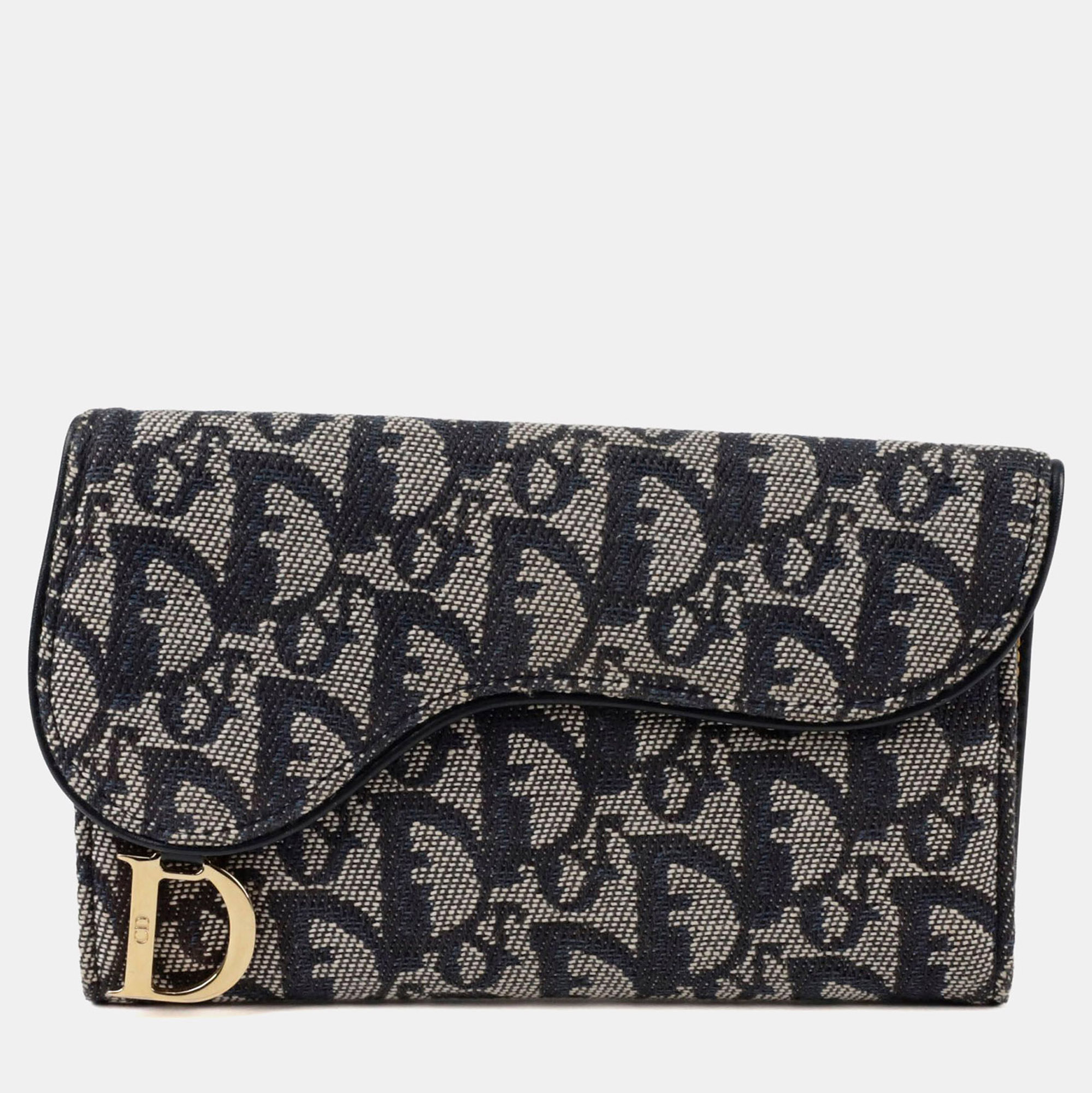 

Dior Vintage Oblique Blue Canvas Saddle Wallet