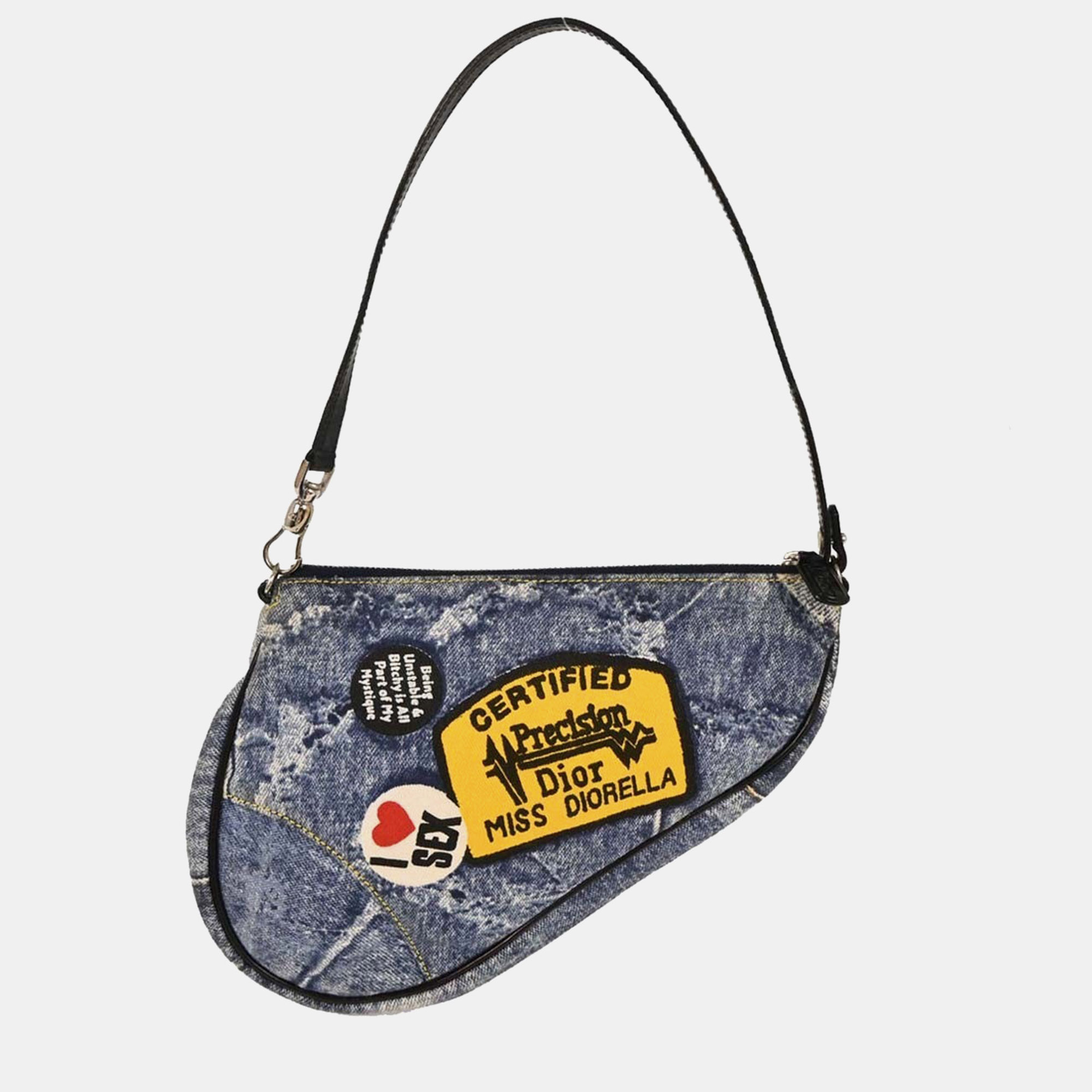 

Christian Dior Blue Canvas Denim Print Saddle Handbag