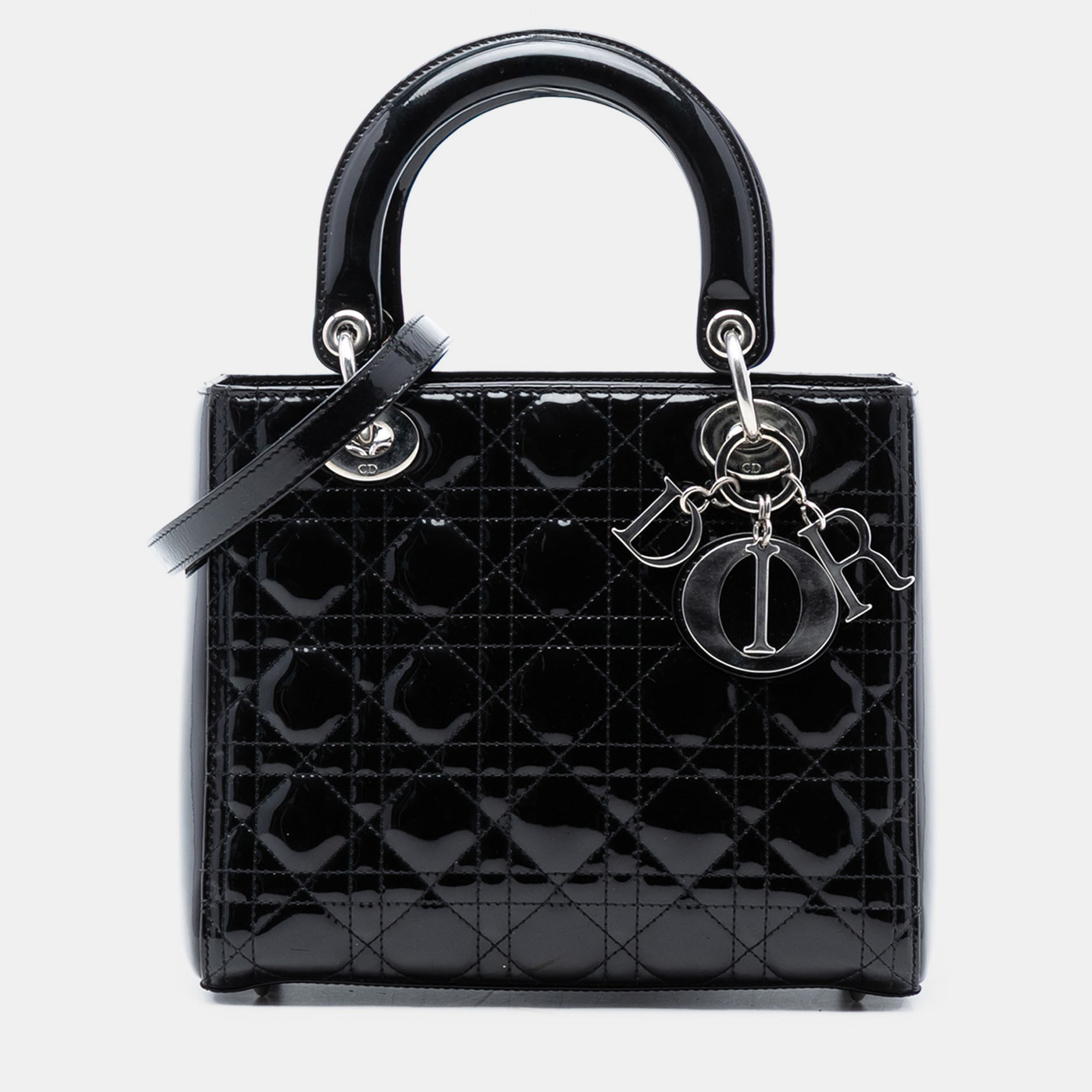 

Dior Black Medium Patent Cannage Lady Dior