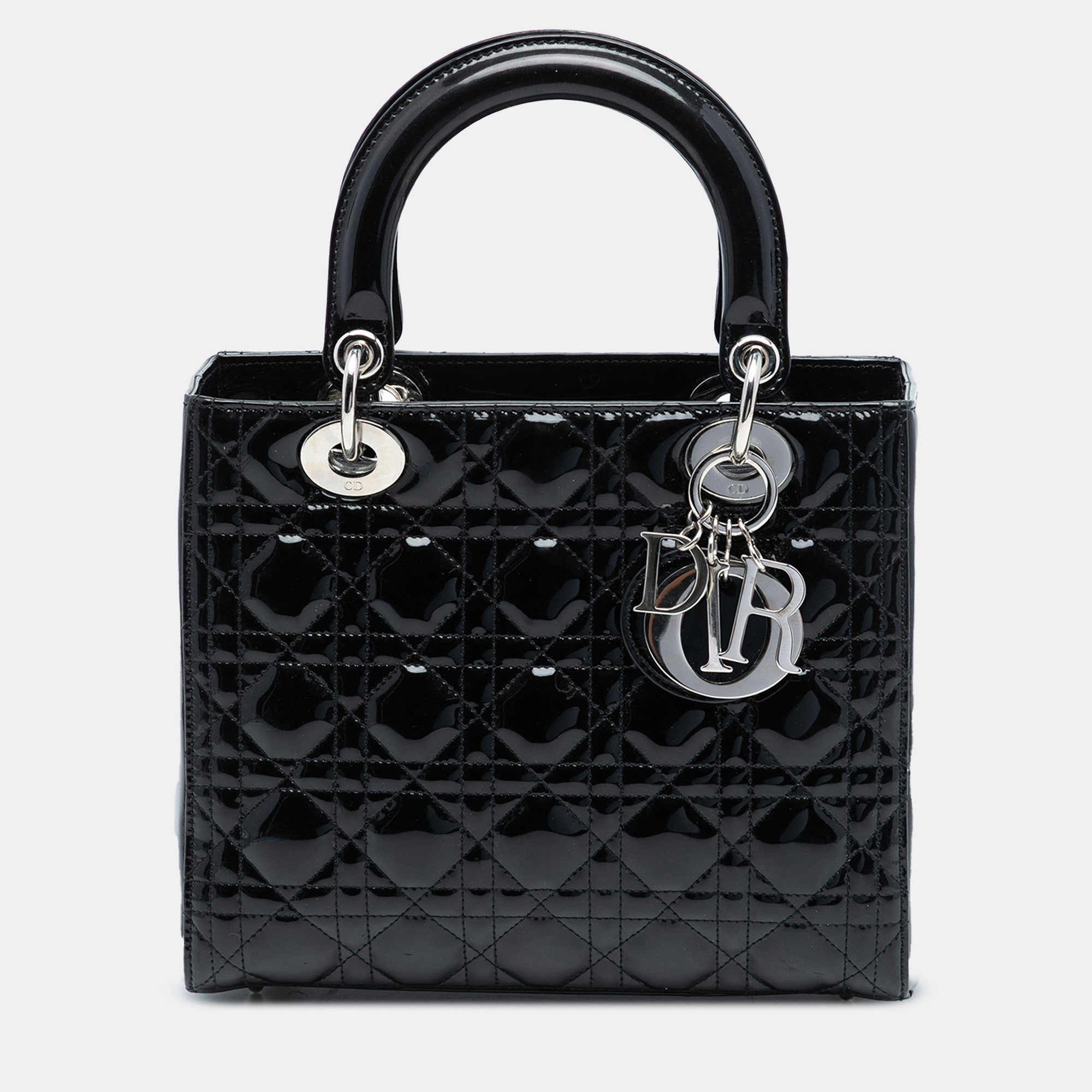 

Dior Black Medium Patent Cannage Lady Dior