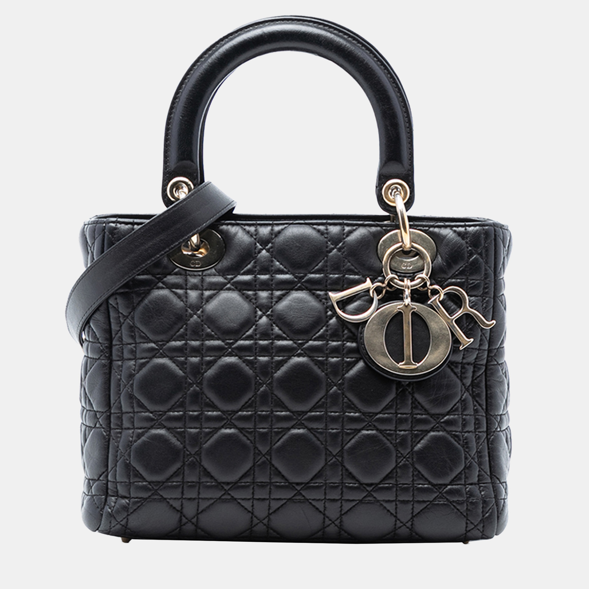 

Dior Black Medium Lambskin Cannage Lady Dior