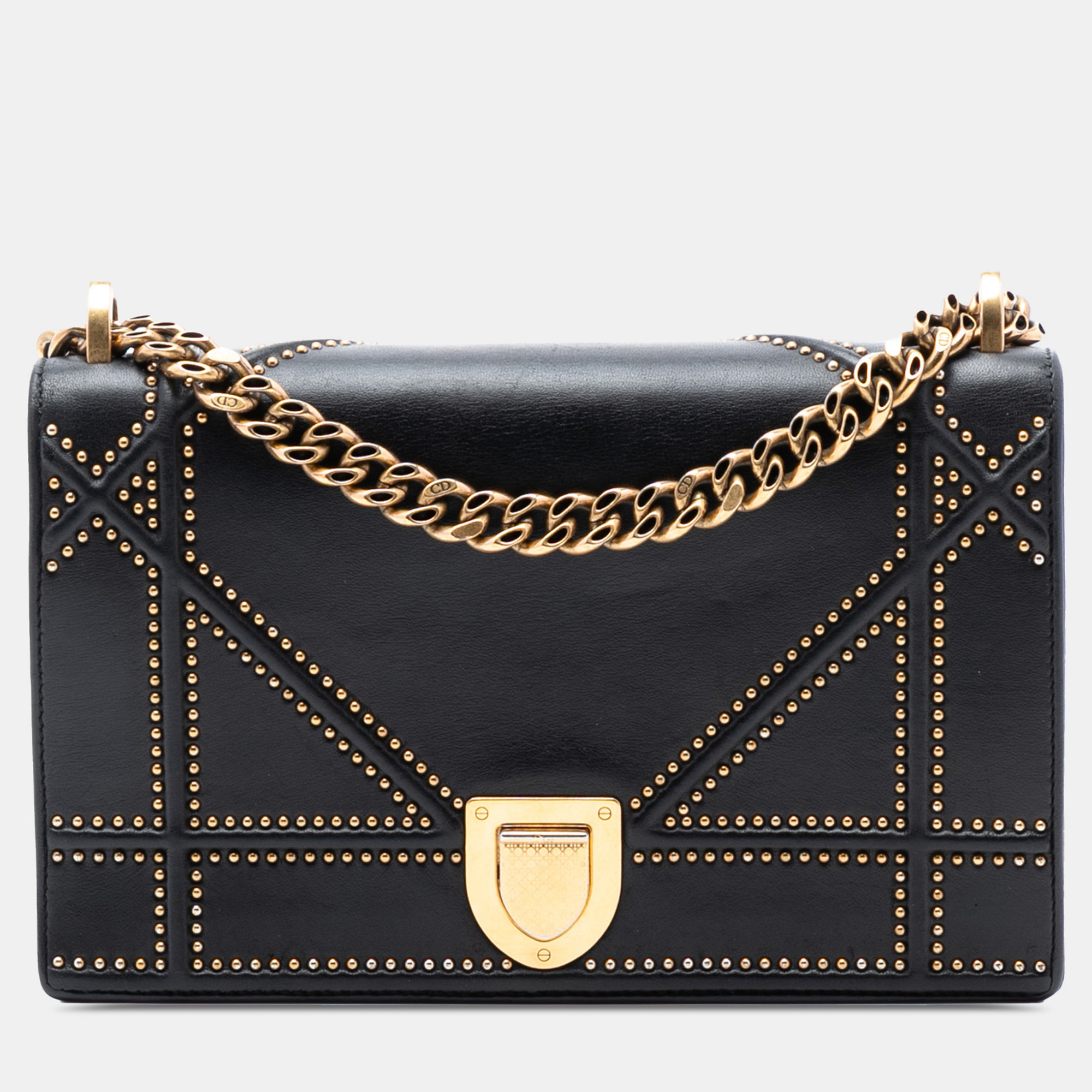 

Dior Black Medium Studded Lambskin Diorama Flap