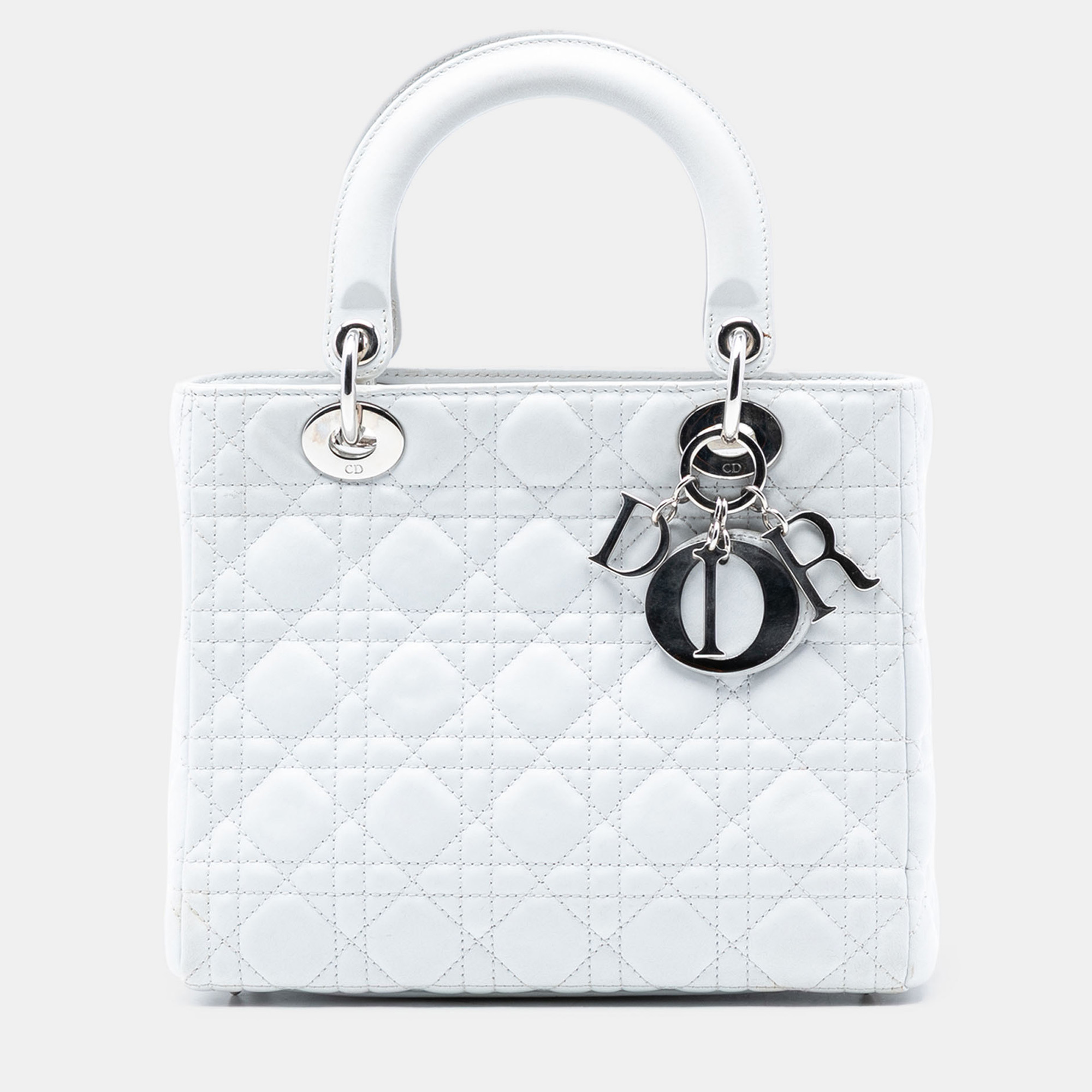 

Dior White Medium Lambskin Cannage Lady Dior