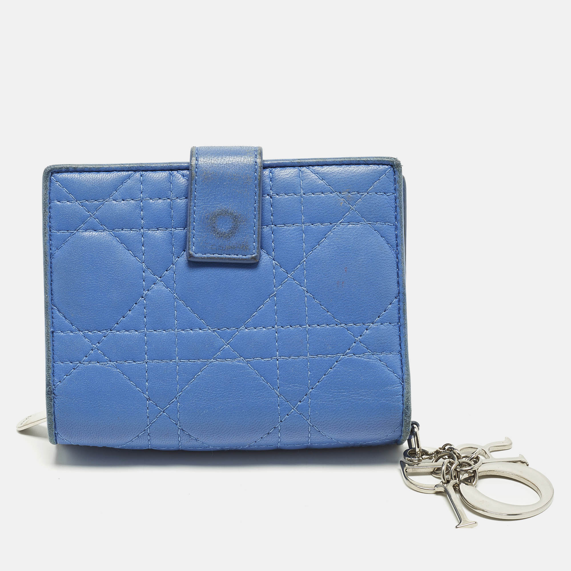 

Dior Lady Dior Flap Blue Cannage Leather Compact Wallet
