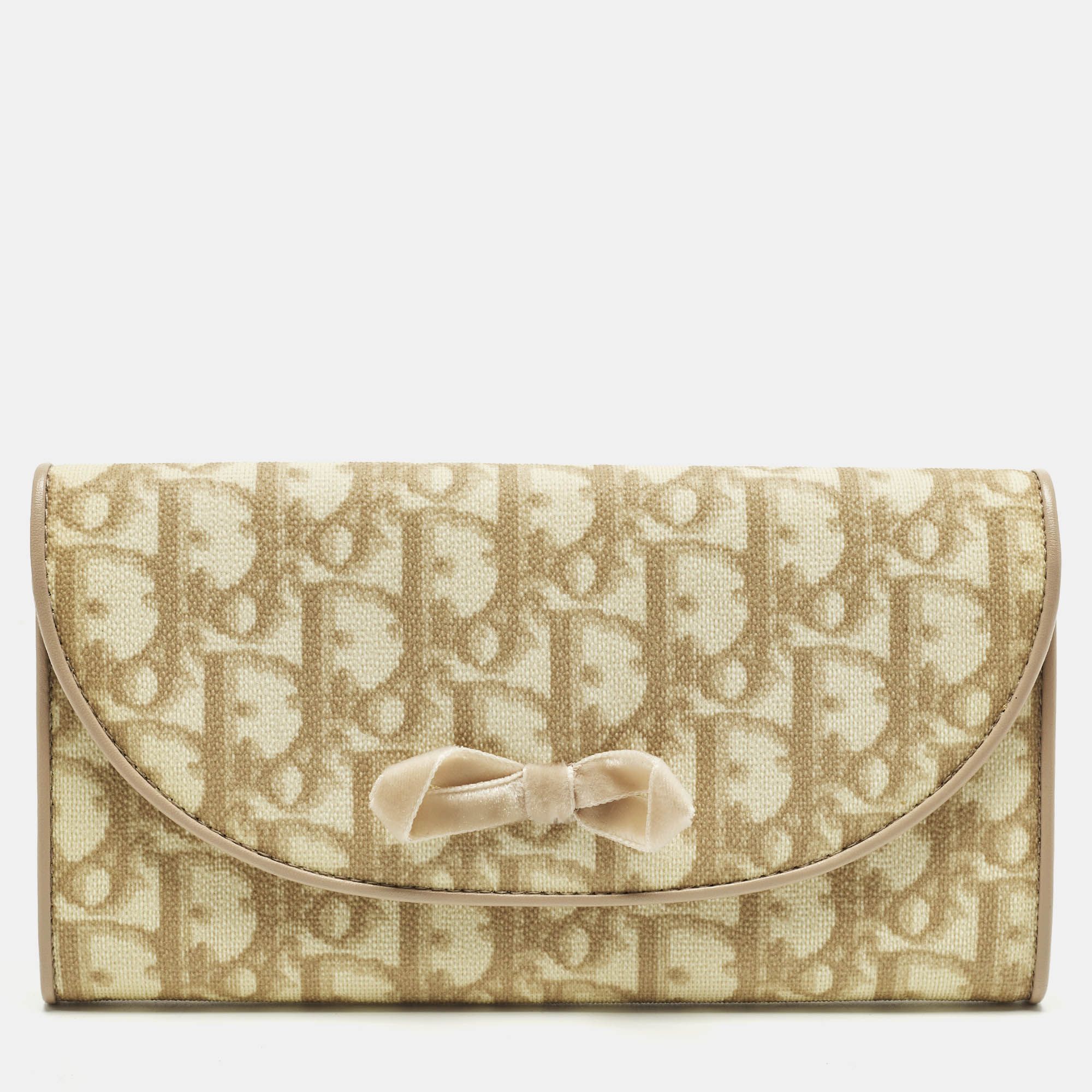 

Dior Trotter Cream Oblique Coated Canvas Flap Continental Wallet